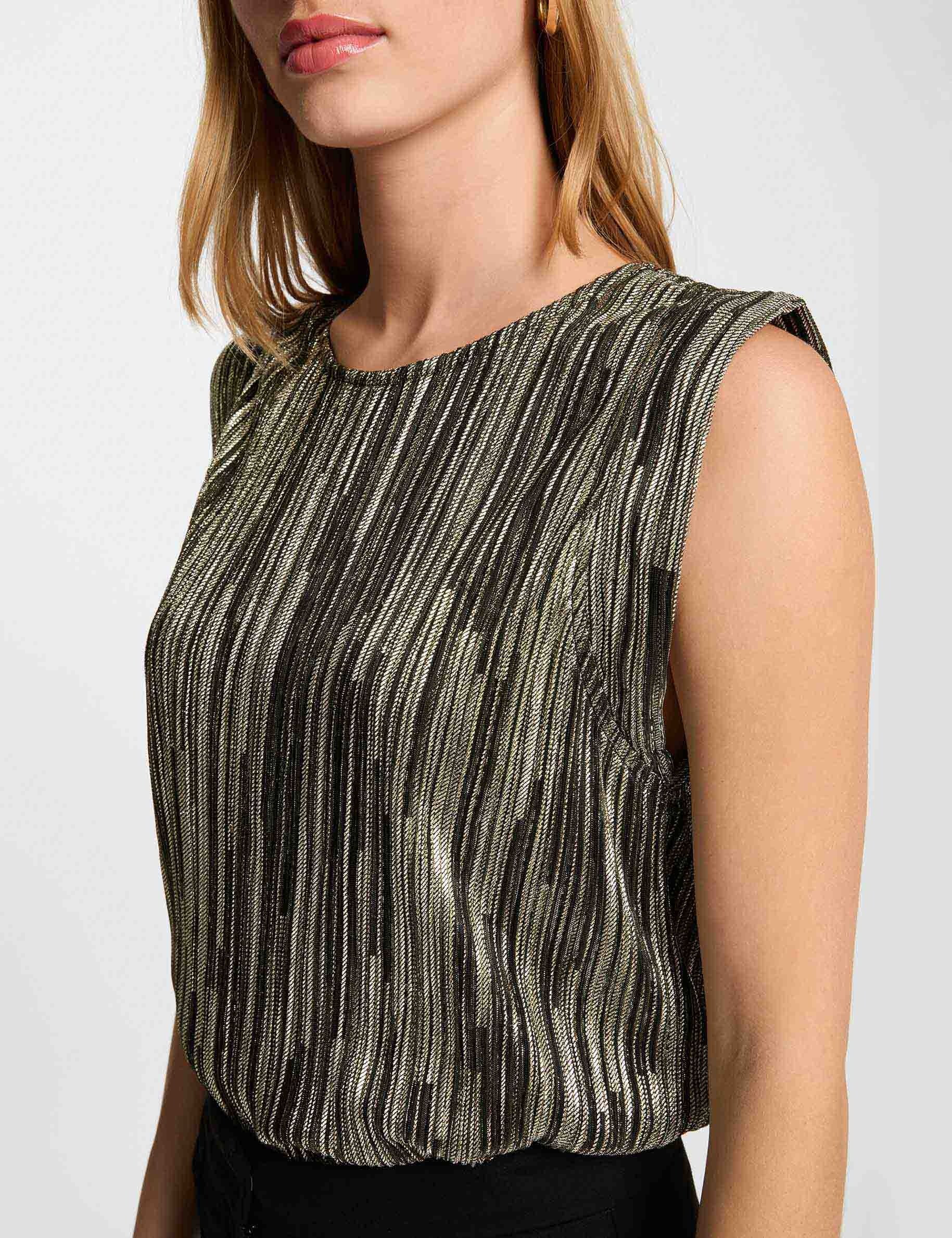 Mouwloze geplooide top goudgeel vrouw