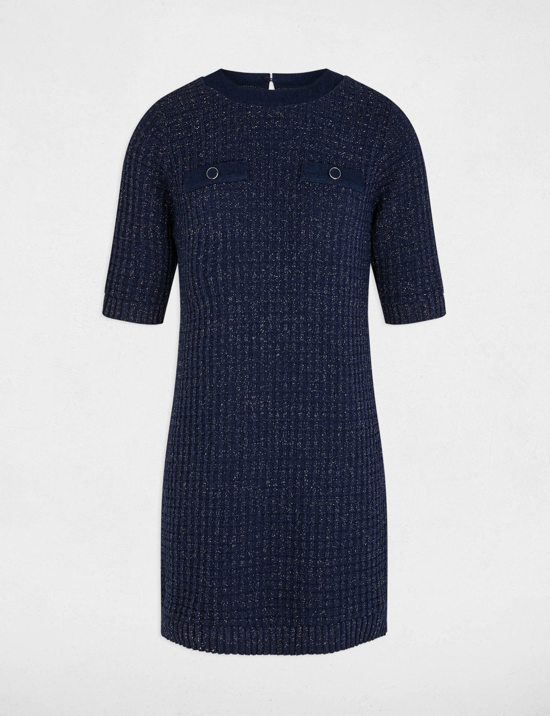 Robe courte cintr&eacute;e bleu marine femme