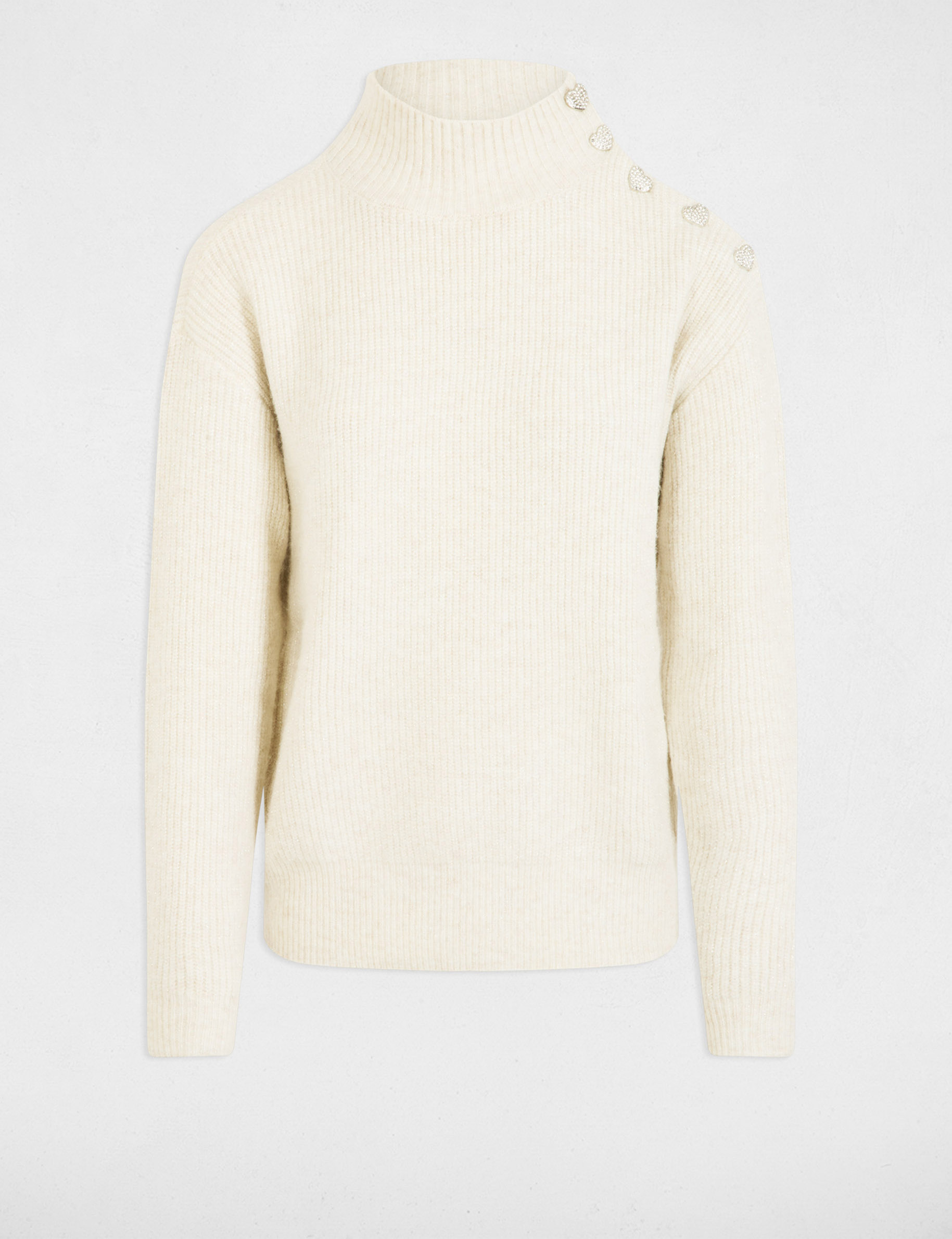 pull manches longues avec boutons ivoire femme Pull manches longues avec boutons ivoire femme