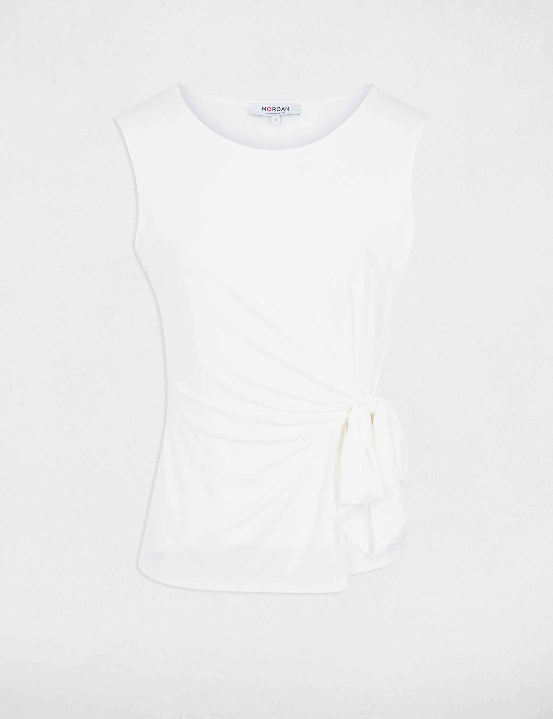 T-shirt col rond sans manches blanc femme