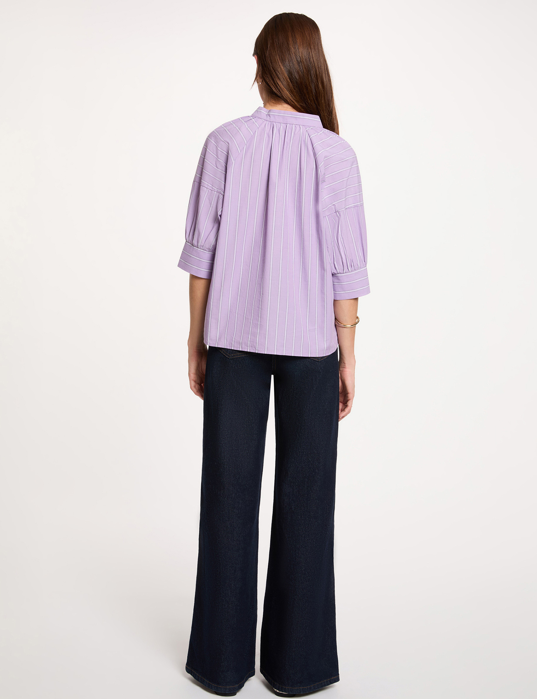 Blouse ray&eacute;e col v multicolore femme