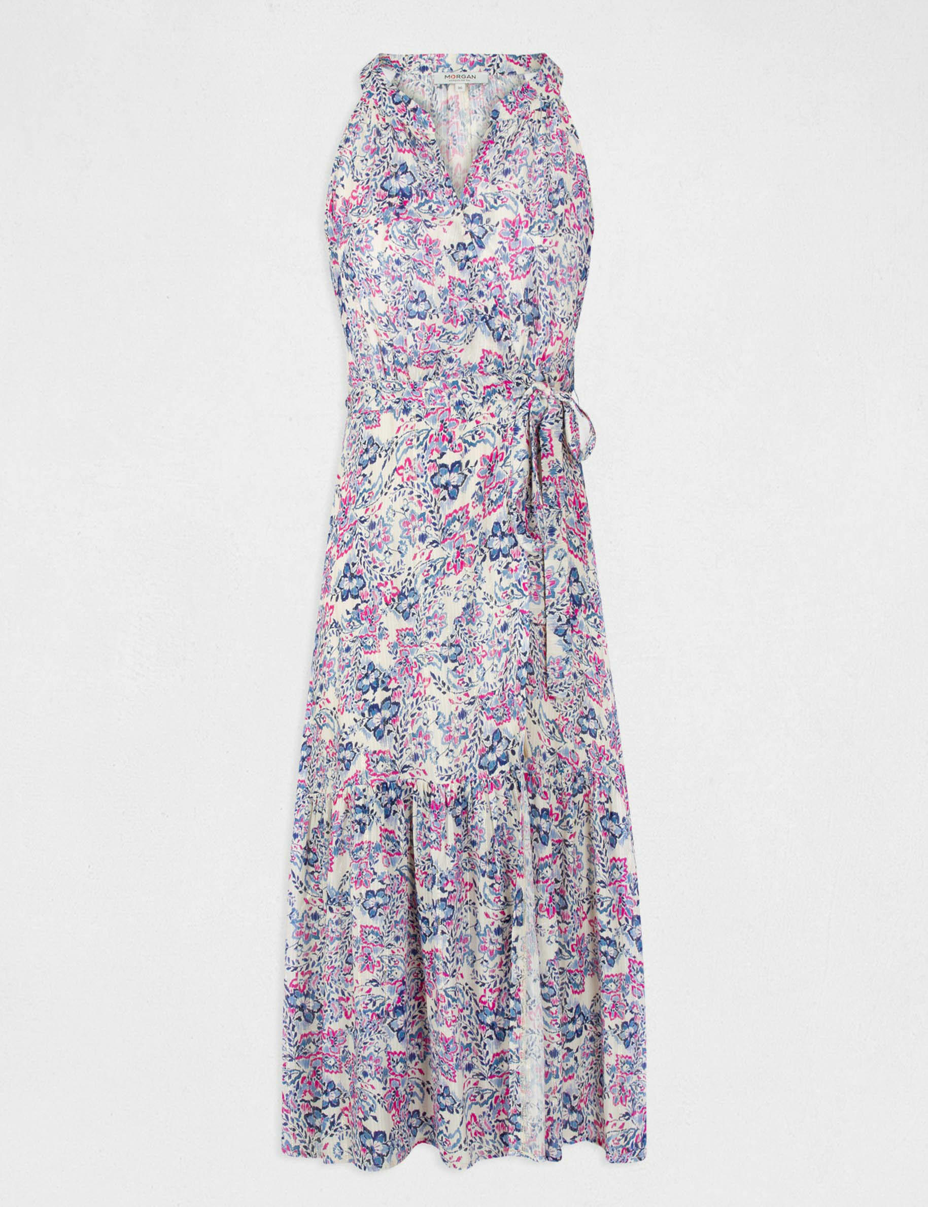Robe midi portefeuille imprimé végétal multico femme Robe midi portefeuille imprimé végétal multico femme