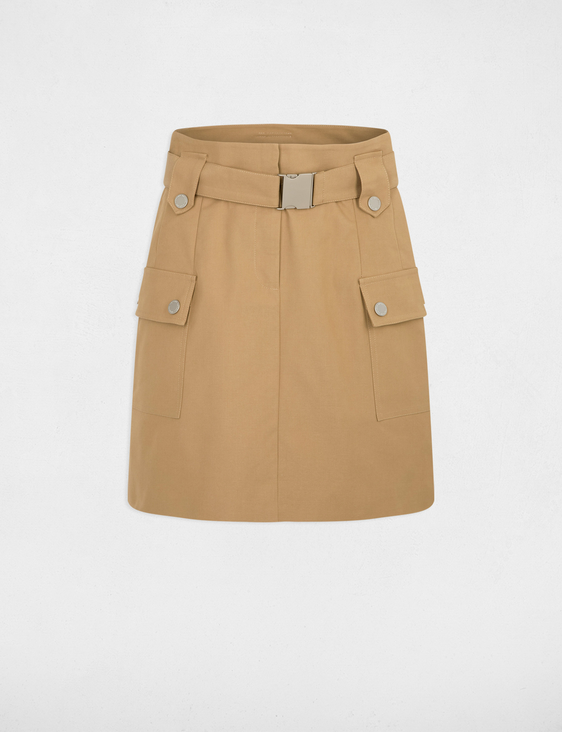 jupe courte poches a rabat beige femme Jupe courte poches à rabat beige femme
