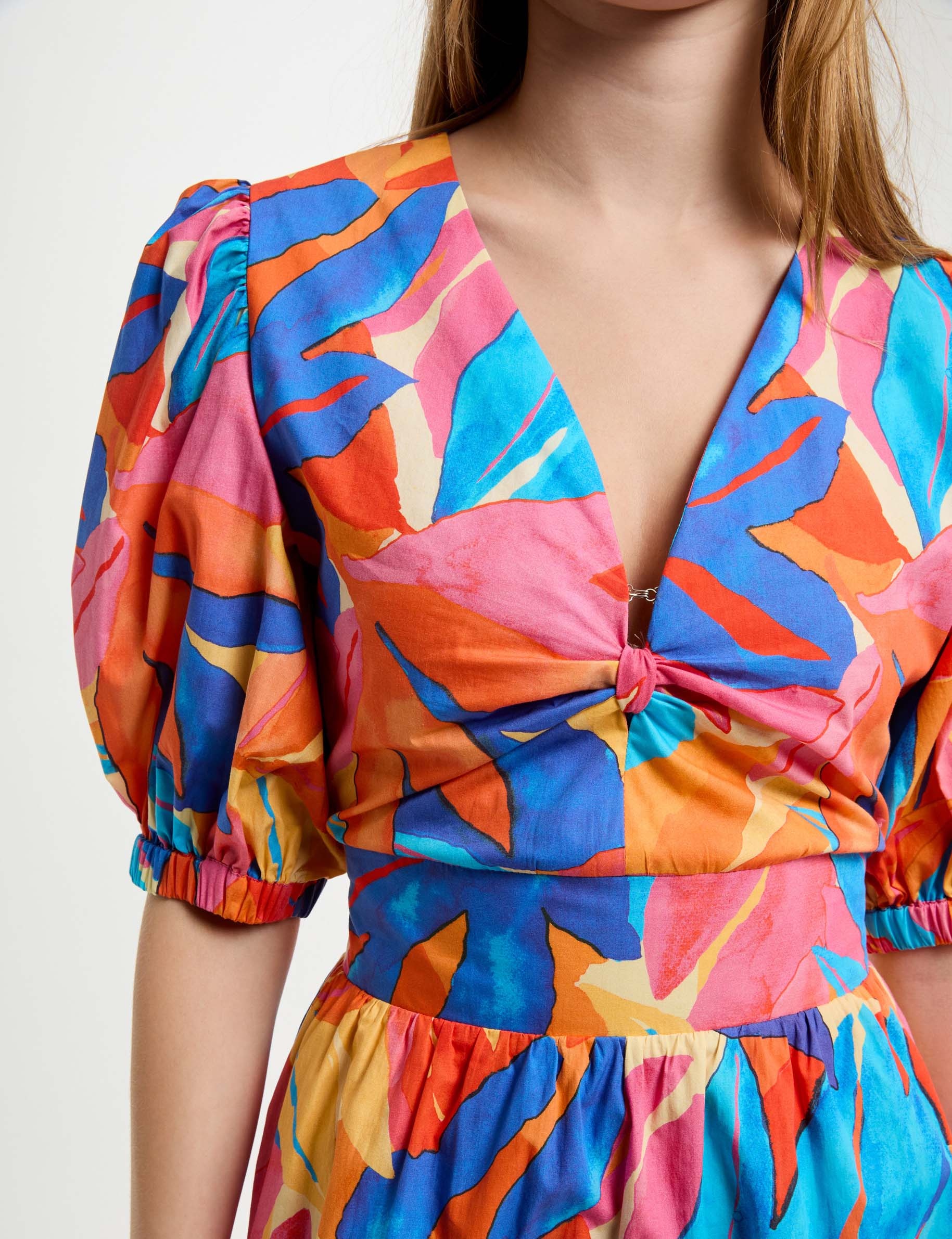 robe courte evasee imprimee multicolore femme Robe courte évasée imprimée multicolore femme