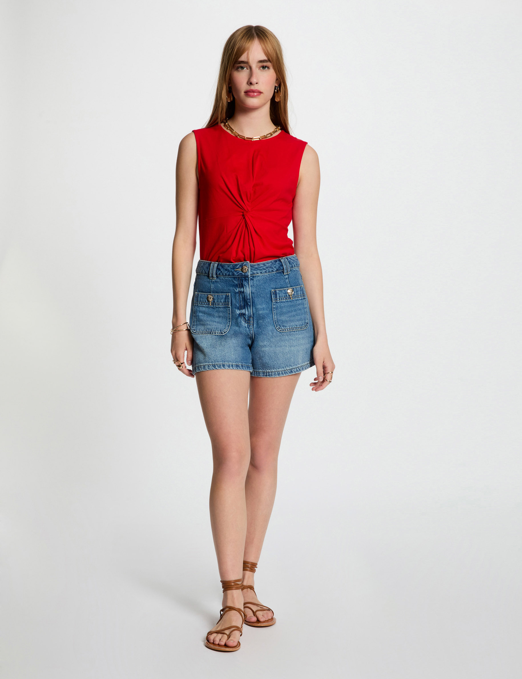 t shirt sans manches rouge femme T-shirt sans manches rouge femme