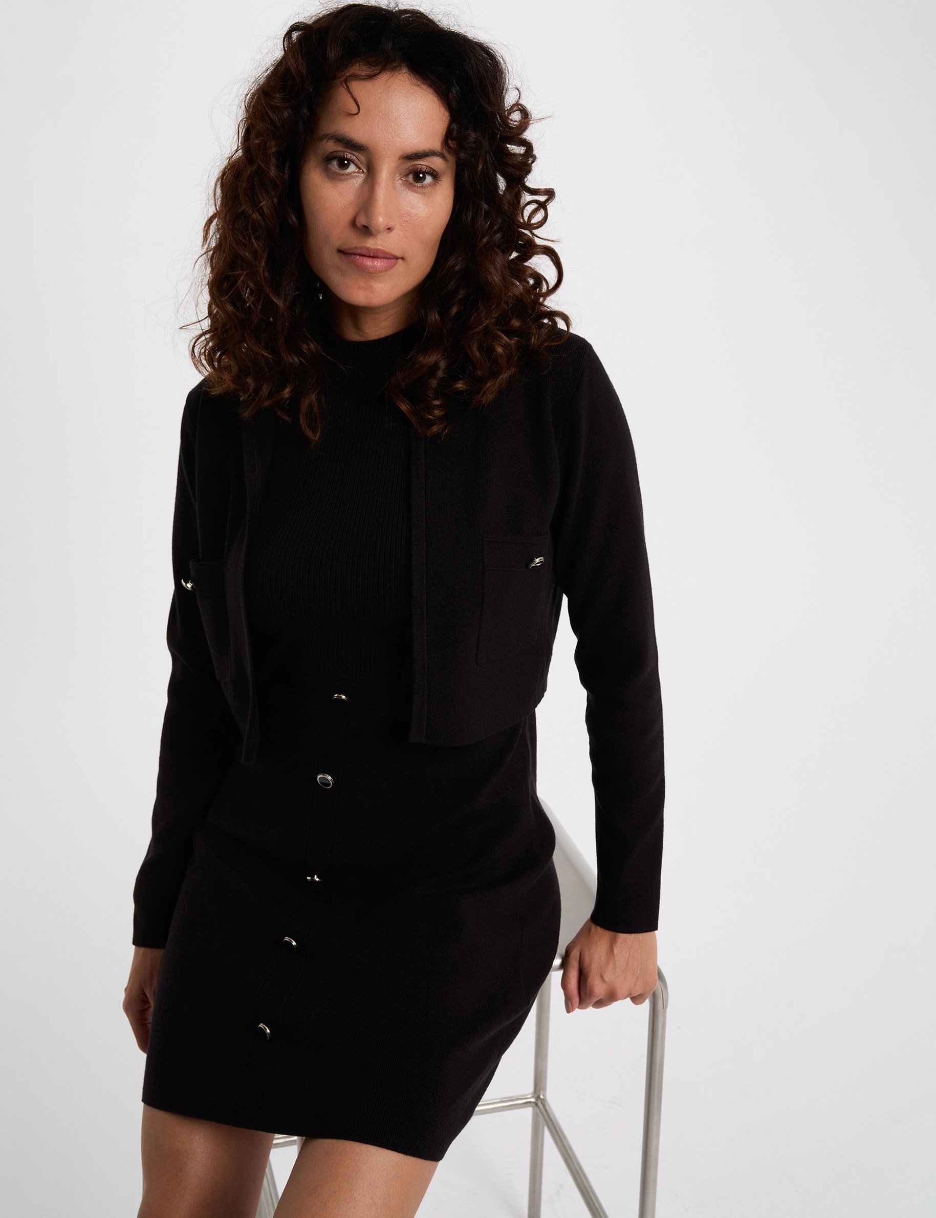 korte 2 in 1 jurk zwart vrouw Korte 2-in-1 jurk zwart vrouw