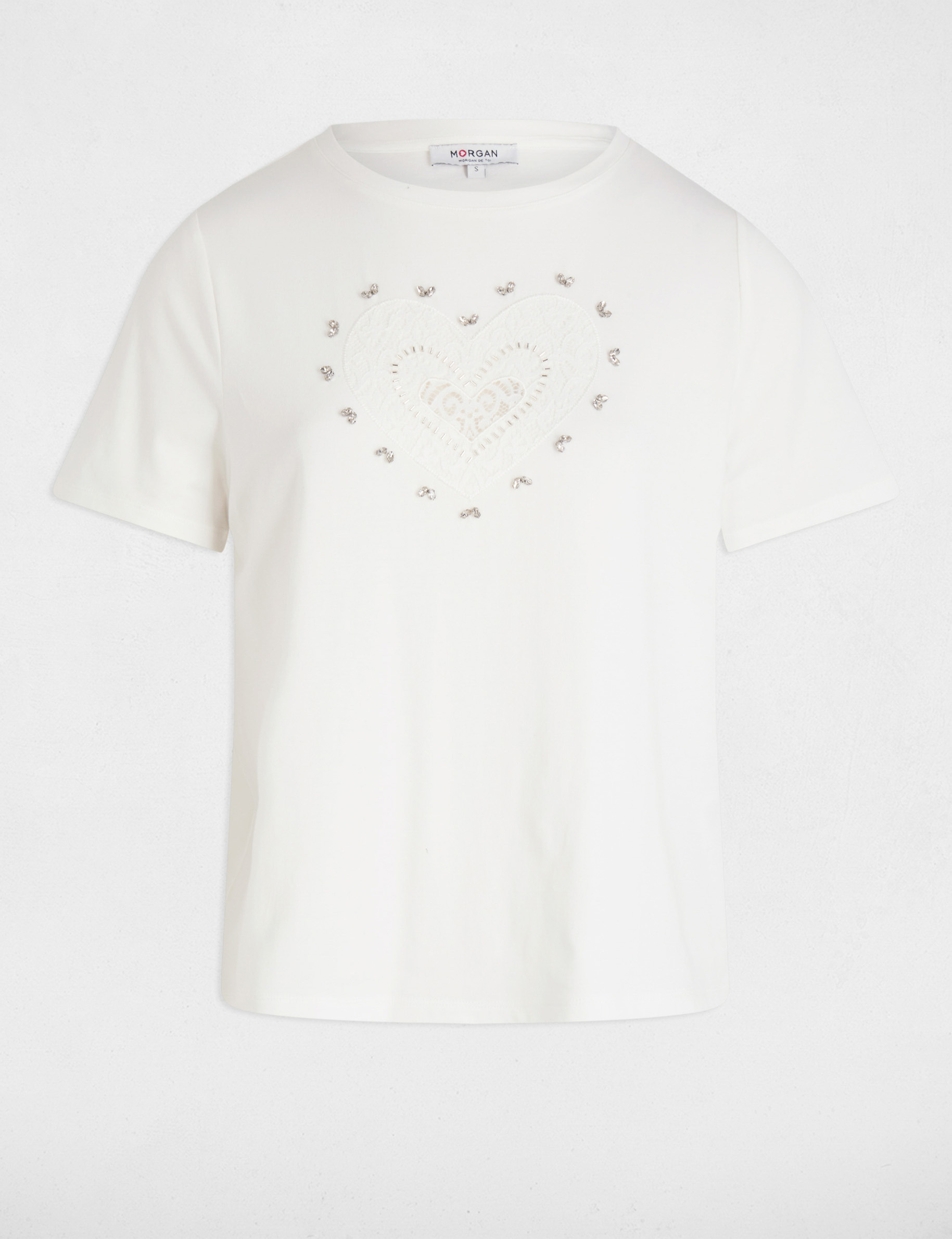 T-shirt met korte mouwen helder wit vrouw