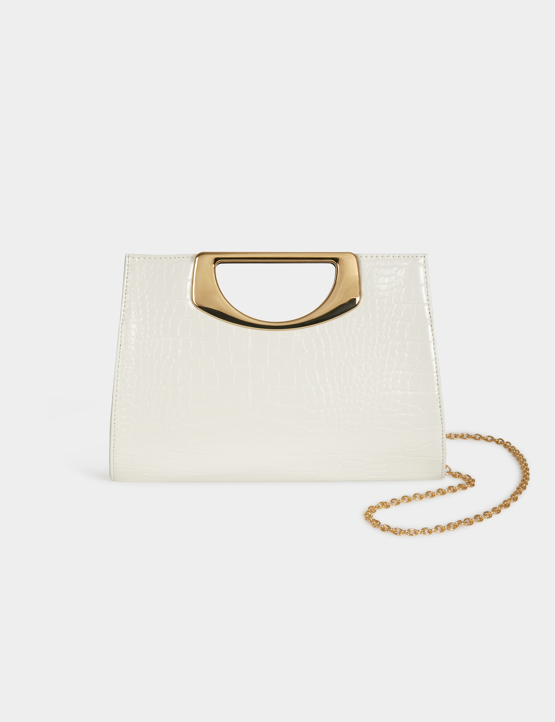 Sac pochette aspect croco blanc femme