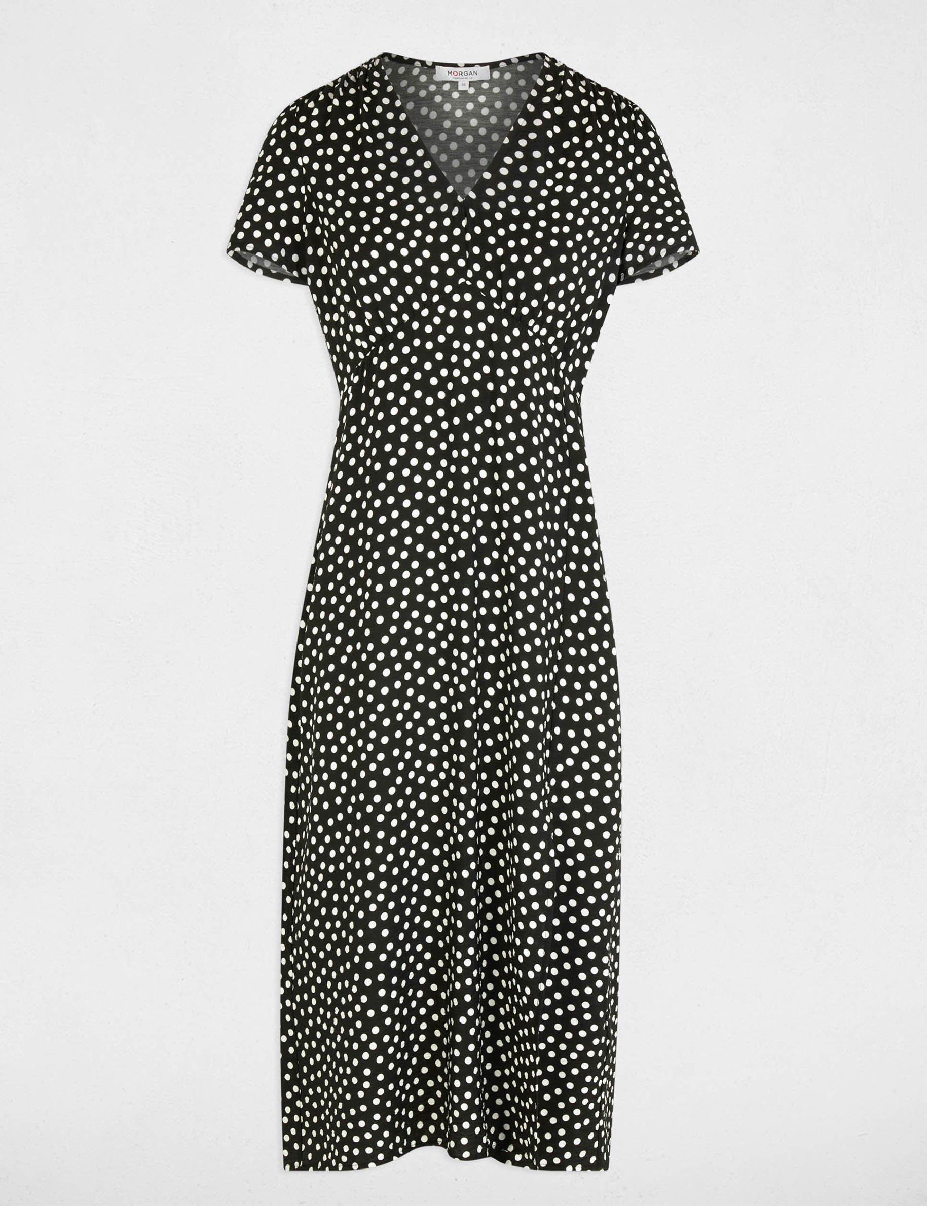 Midijurk met V-hals zwart vrouw