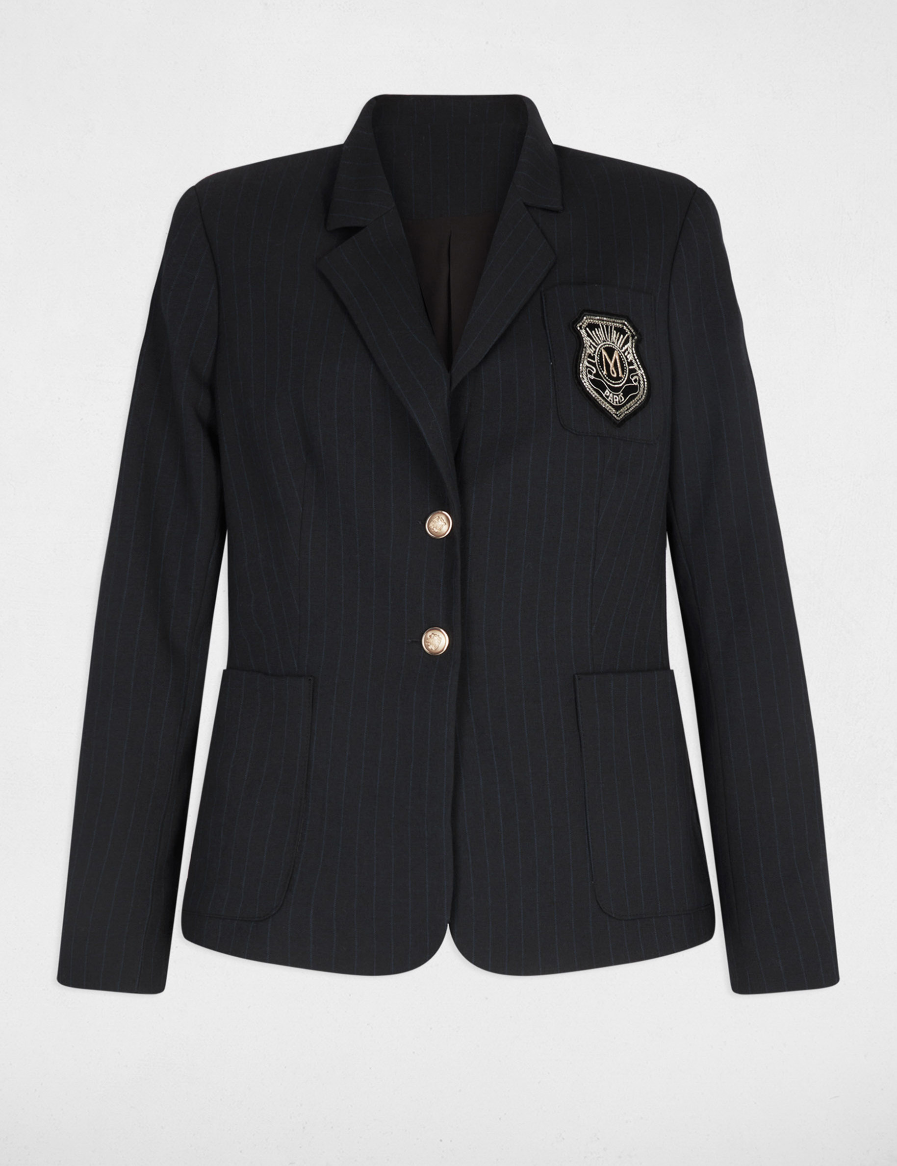 blazer droit a rayures bleu marine femme Blazer droit à rayures bleu marine femme