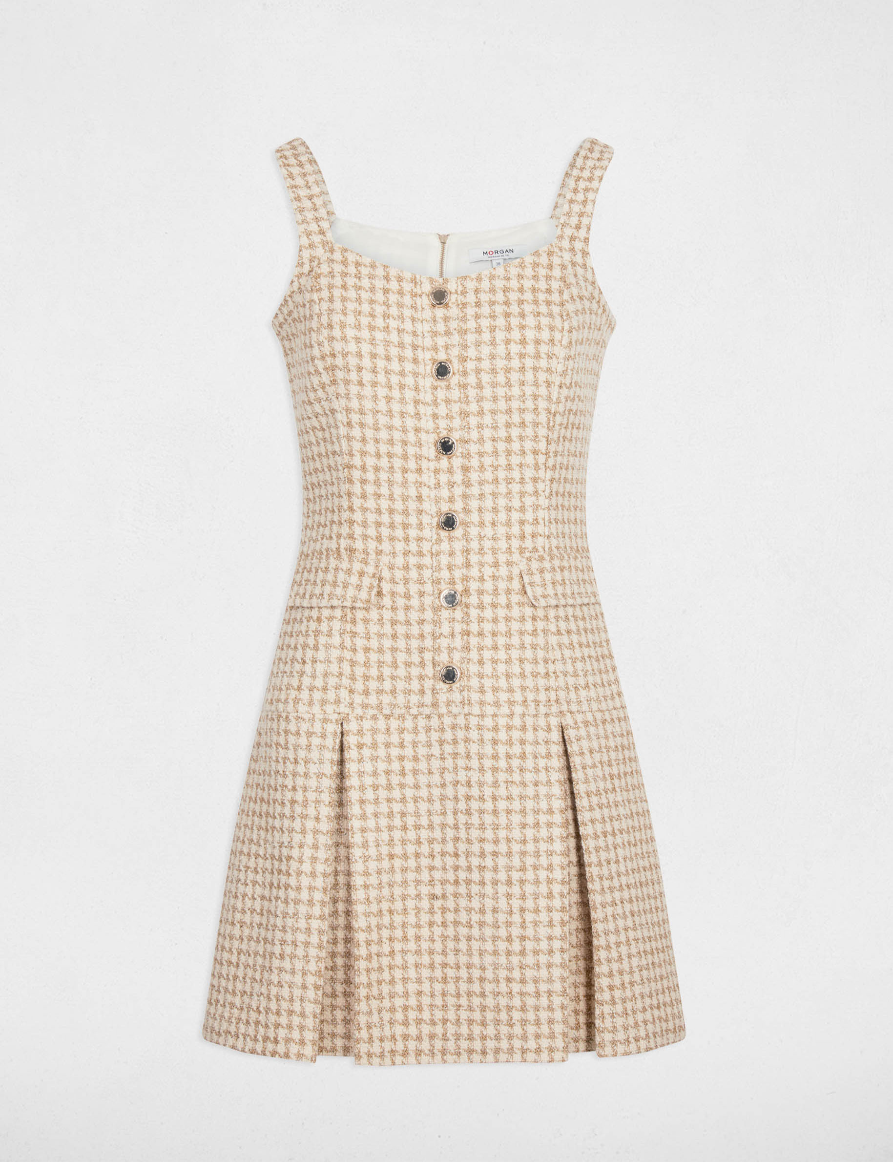 Uitlopende tweed jurk meerkleurig vrouw