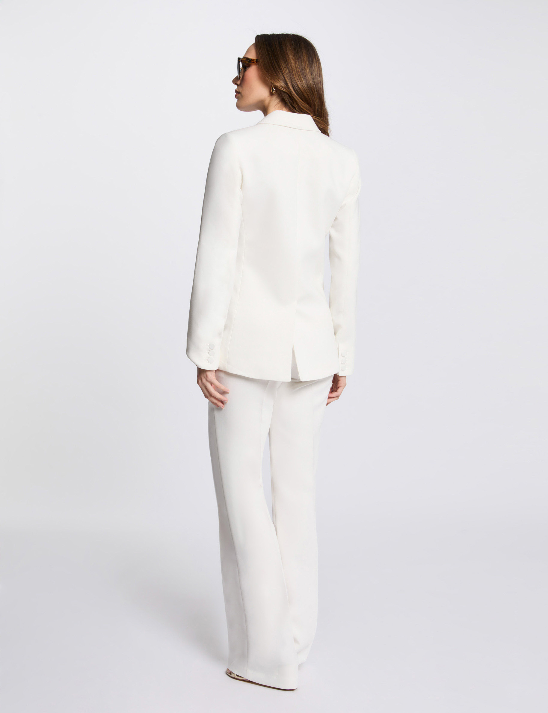 pantalon bootcut taille haute blanc femme Pantalon bootcut taille haute blanc femme