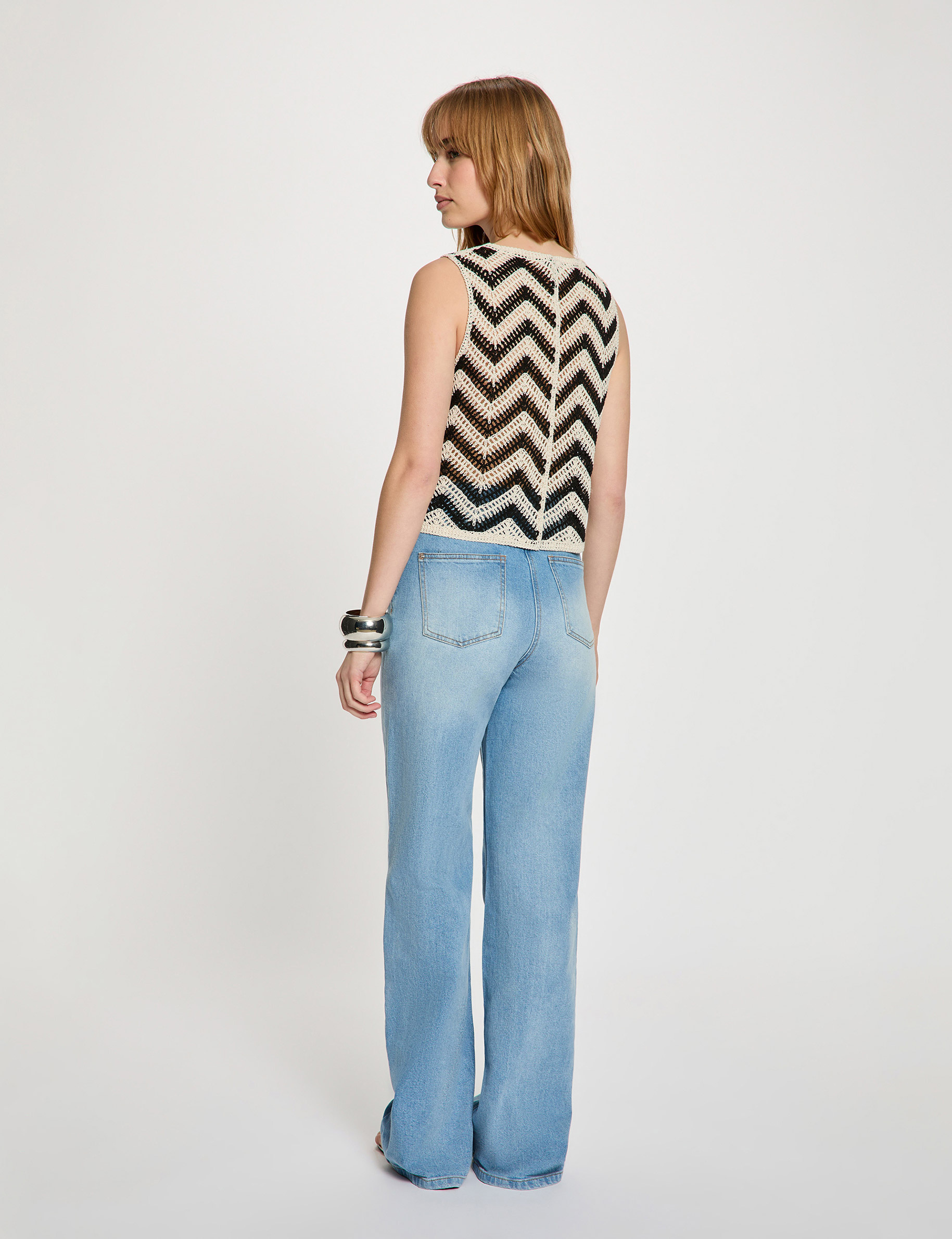 Mouwloos vest met V-hals zwart vrouw