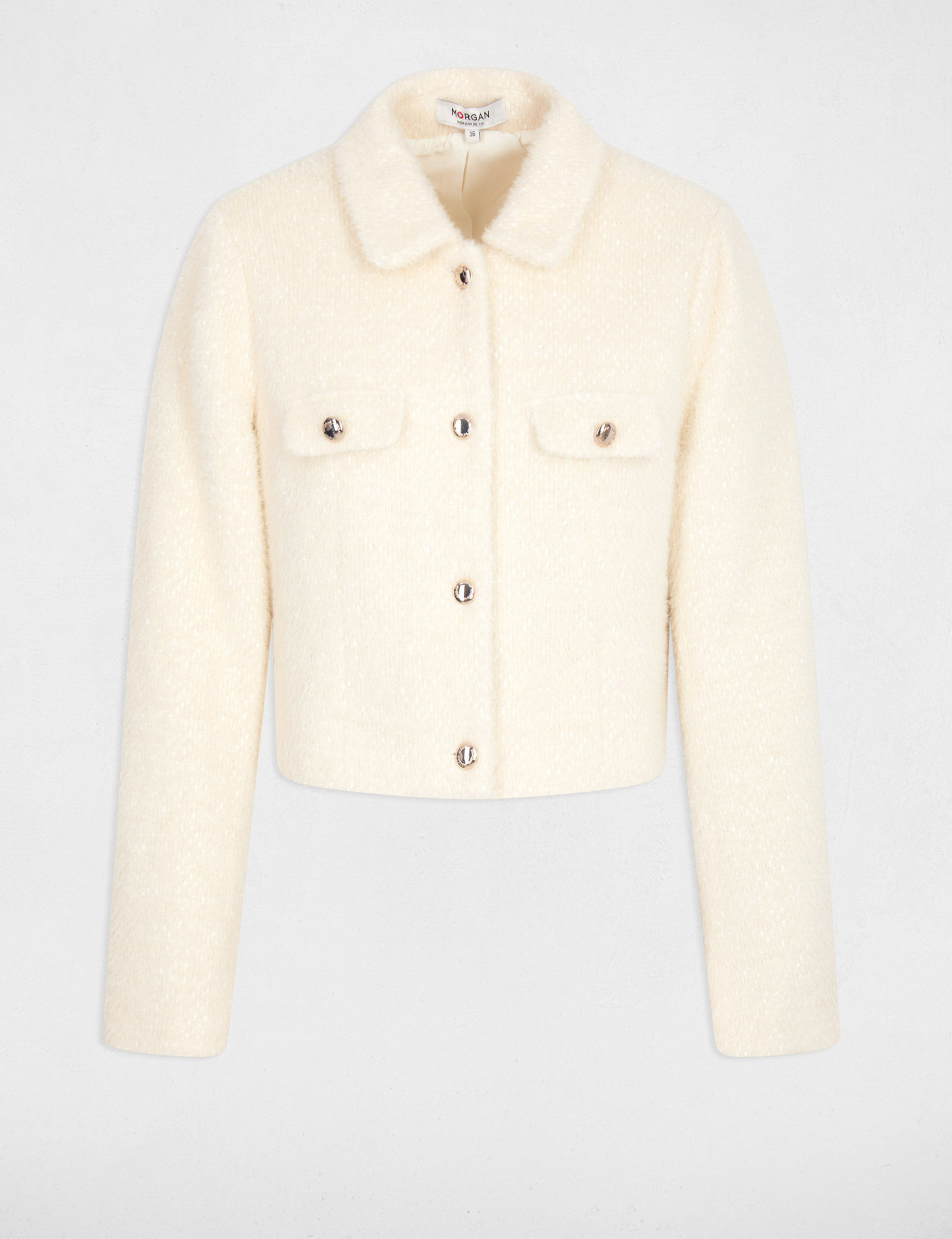 veste ajustee cropped ivoire femme Veste ajustée cropped ivoire femme