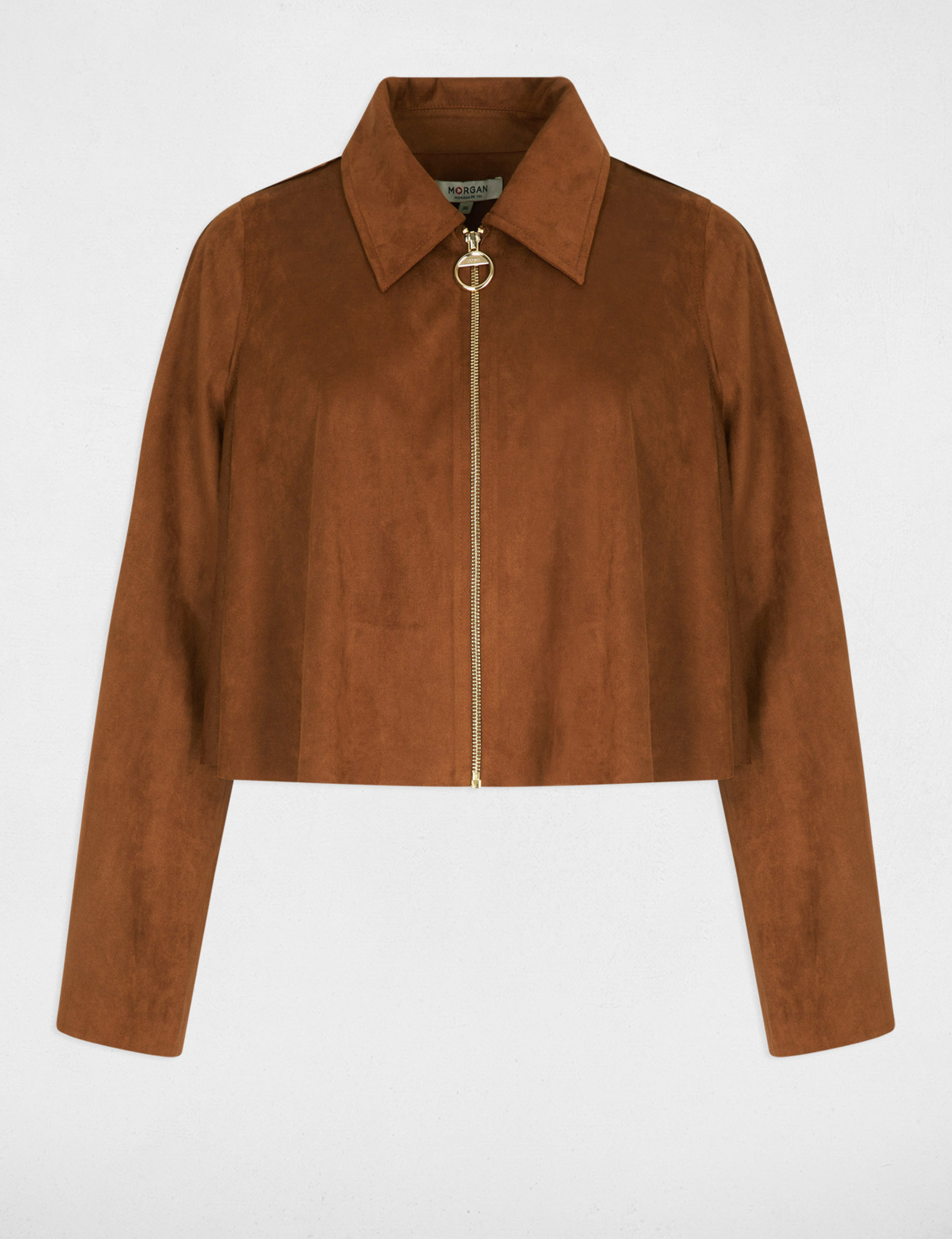 Oversized kort jasje cognacbruin vrouw