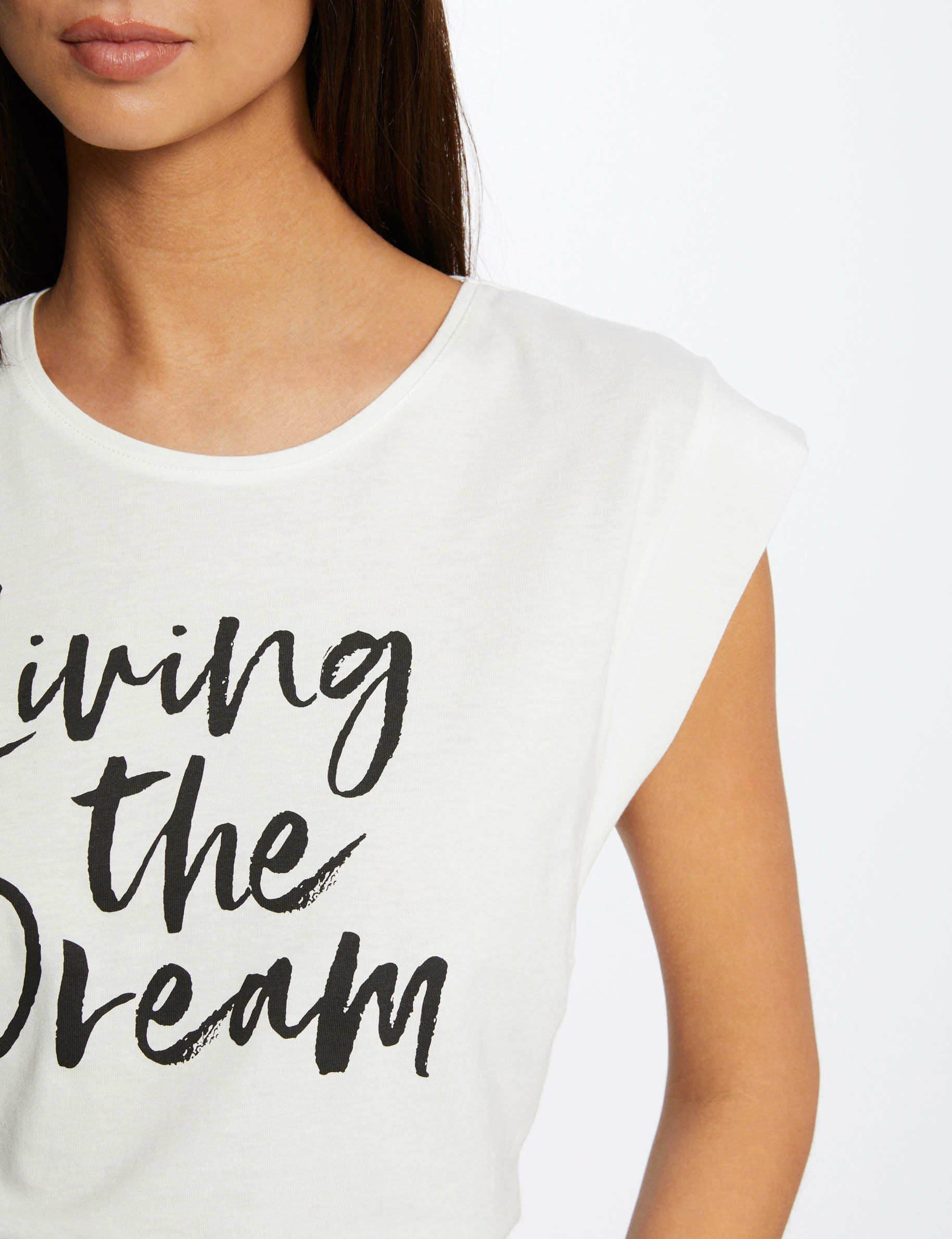 t shirt met korte mouwen en opschrift ecru vrouw T-shirt met korte mouwen en opschrift ecru vrouw