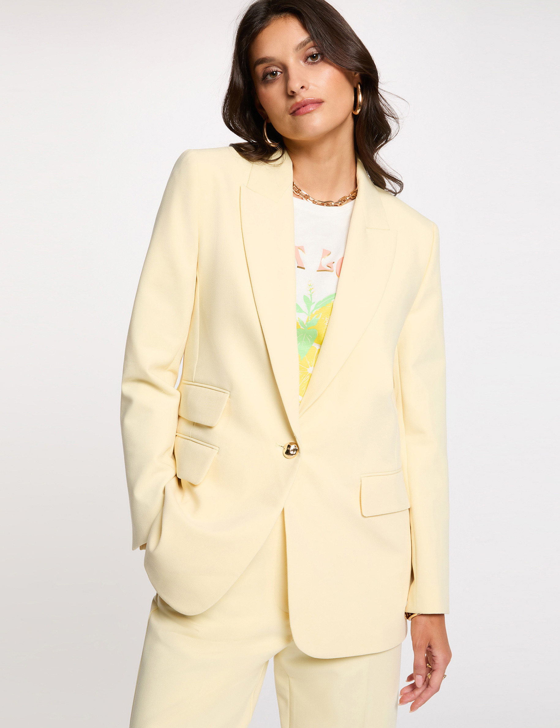 Blazer jas pastel geel vrouw
