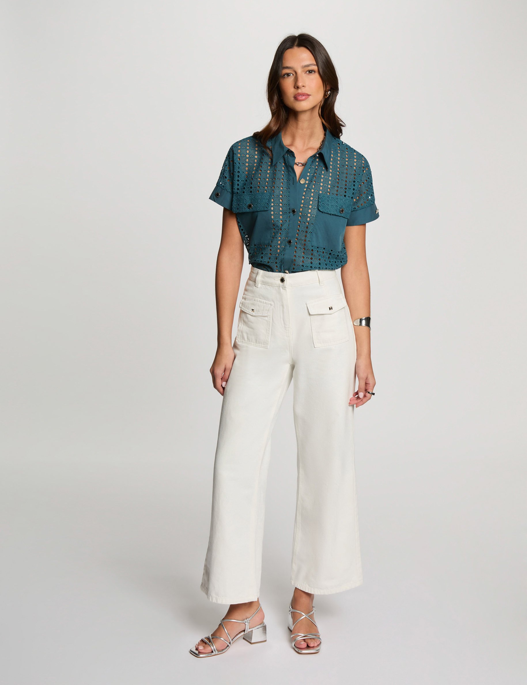 chemise manches courtes bleu petrole femme Chemise manches courtes bleu pétrole femme