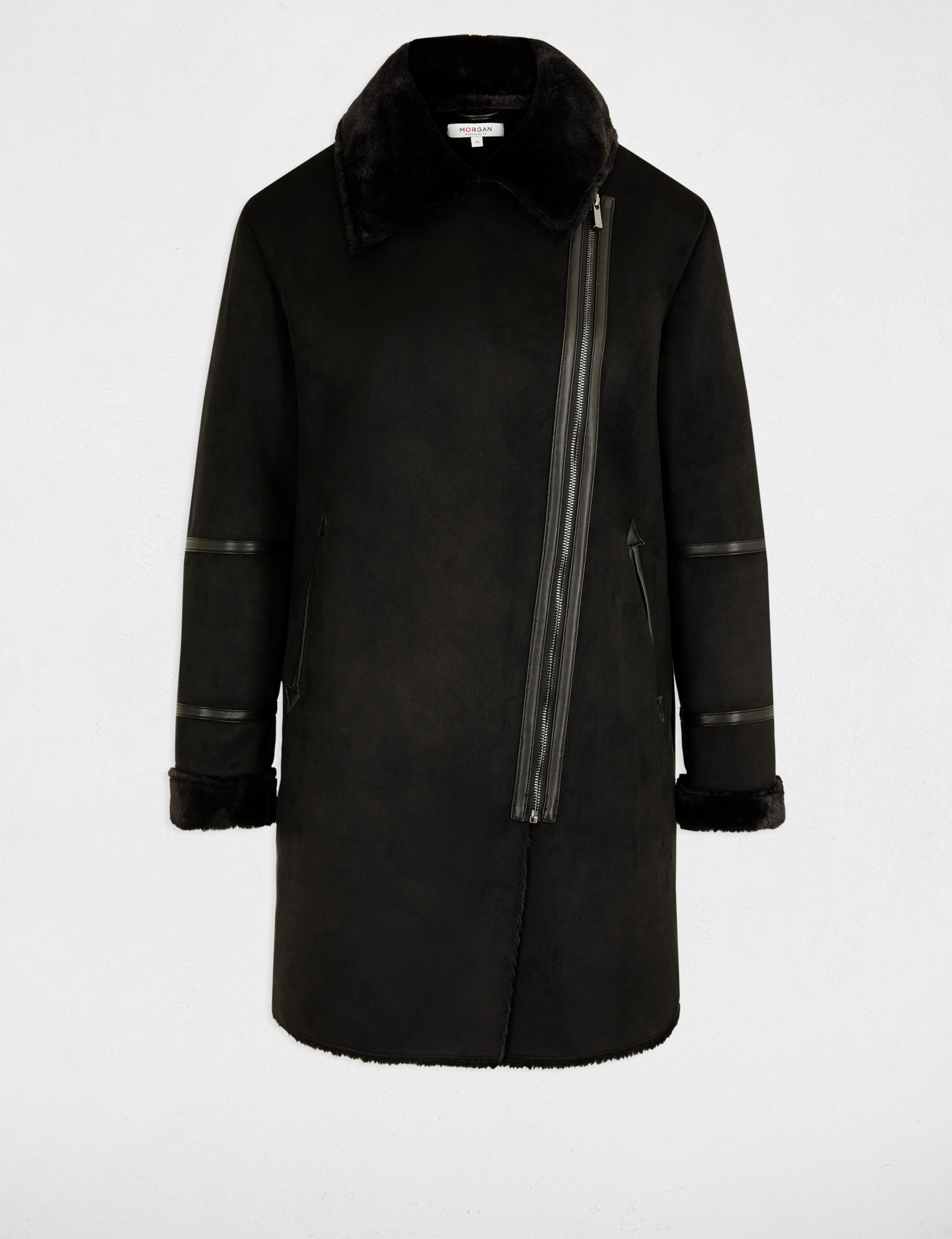 manteau long suedine noir femme Manteau long suédine noir femme