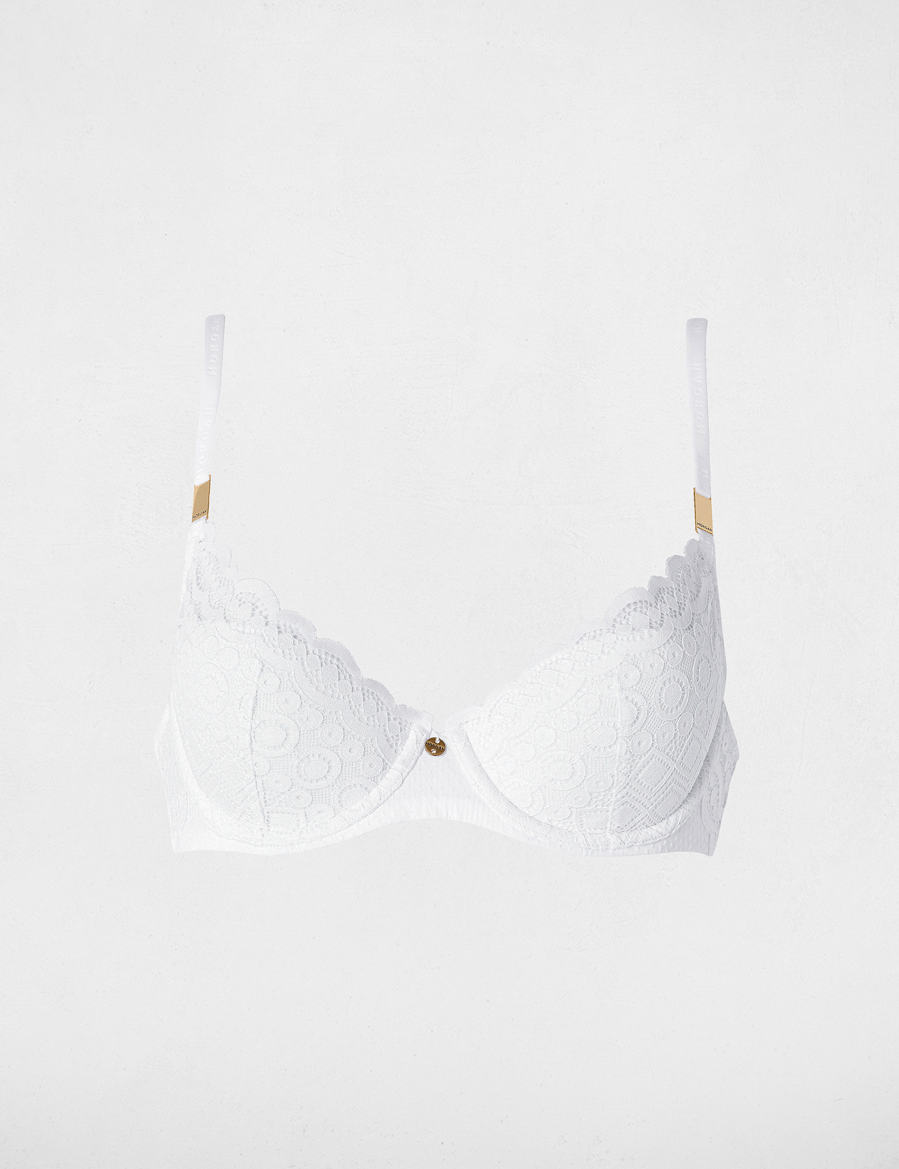 Soutien-gorge dentelle bretelles fines blanc femme