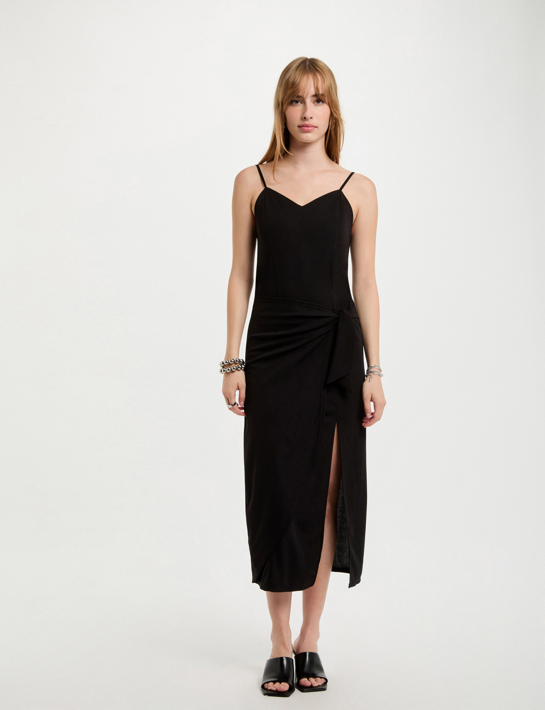 robe midi ajustee fendue noir femme Robe midi ajustée fendue noir femme