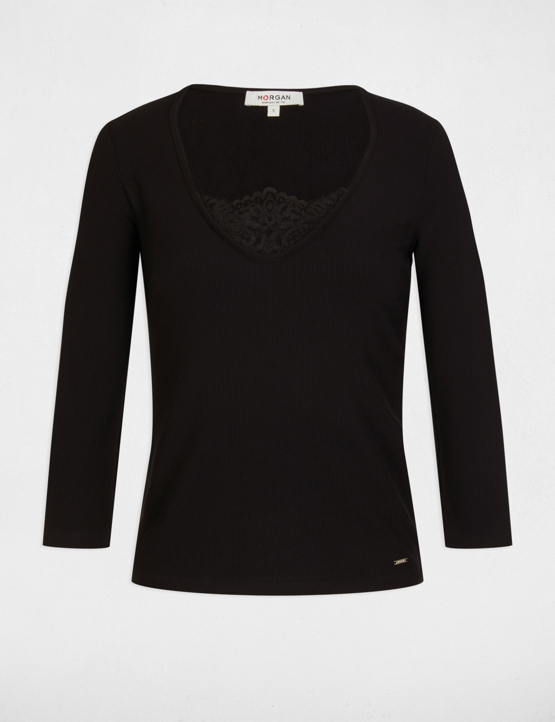 3/4 mouwen T-shirt zwart vrouw