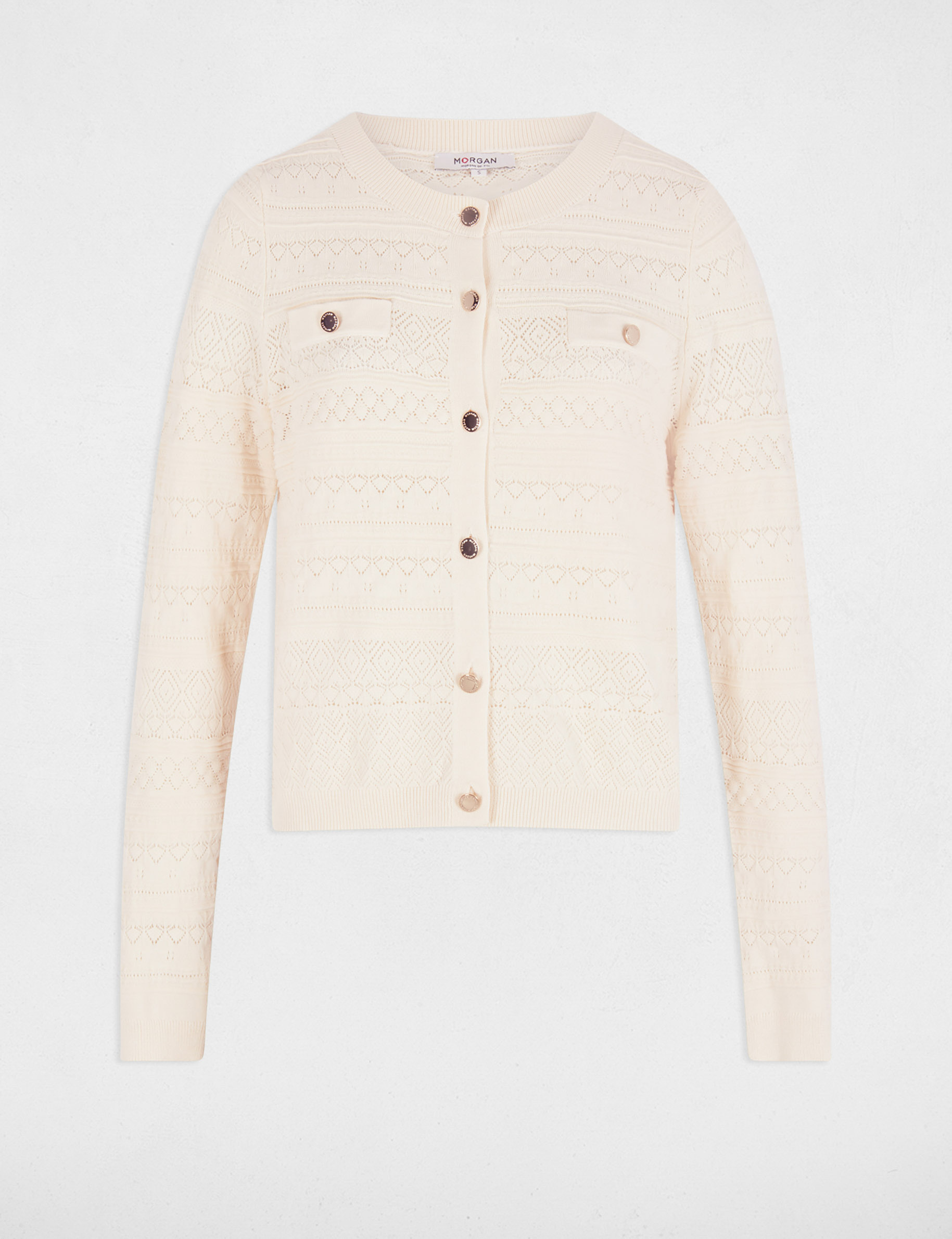 gilet col rond ivoire femme Gilet col rond ivoire femme
