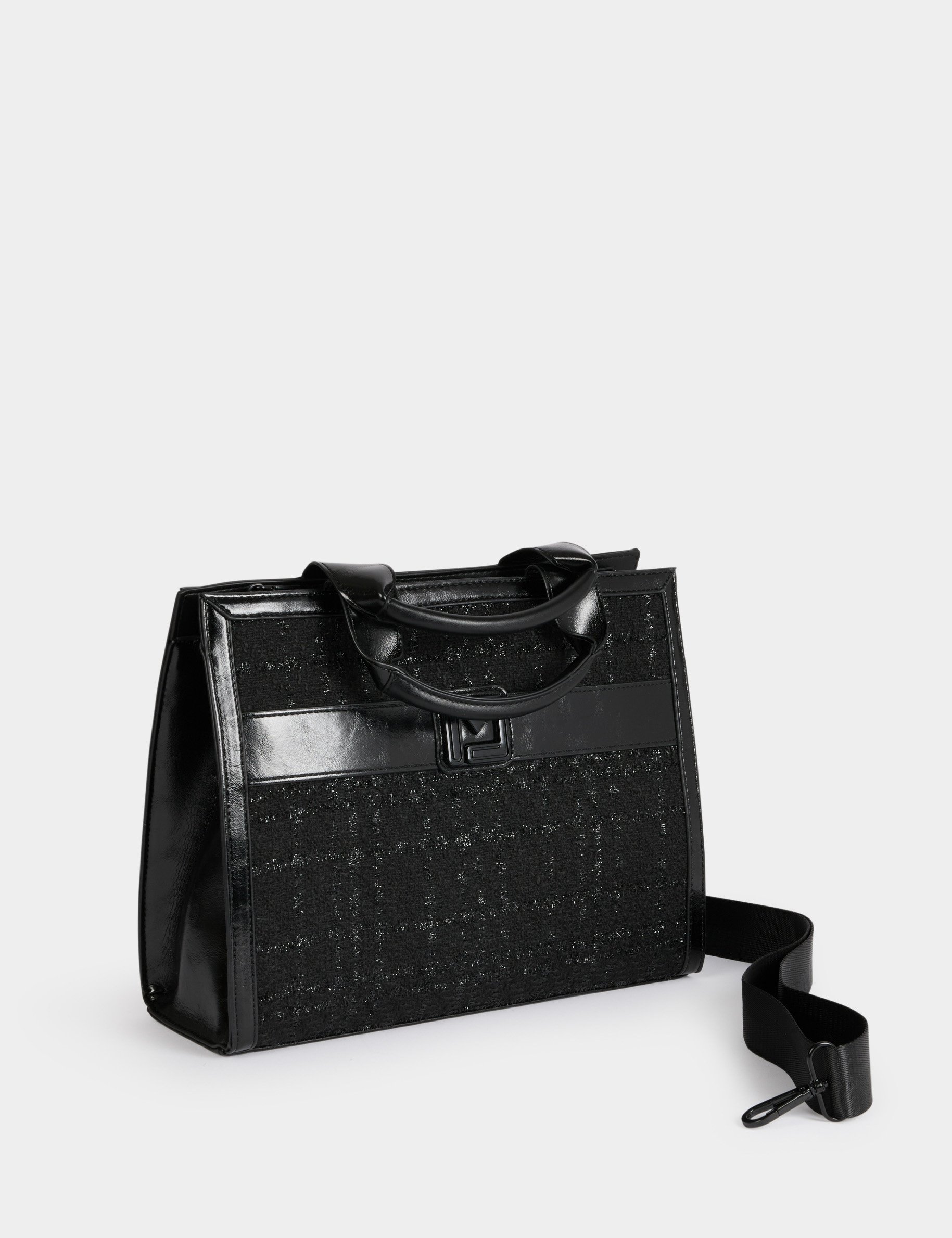 Tweed shopper zwart vrouw