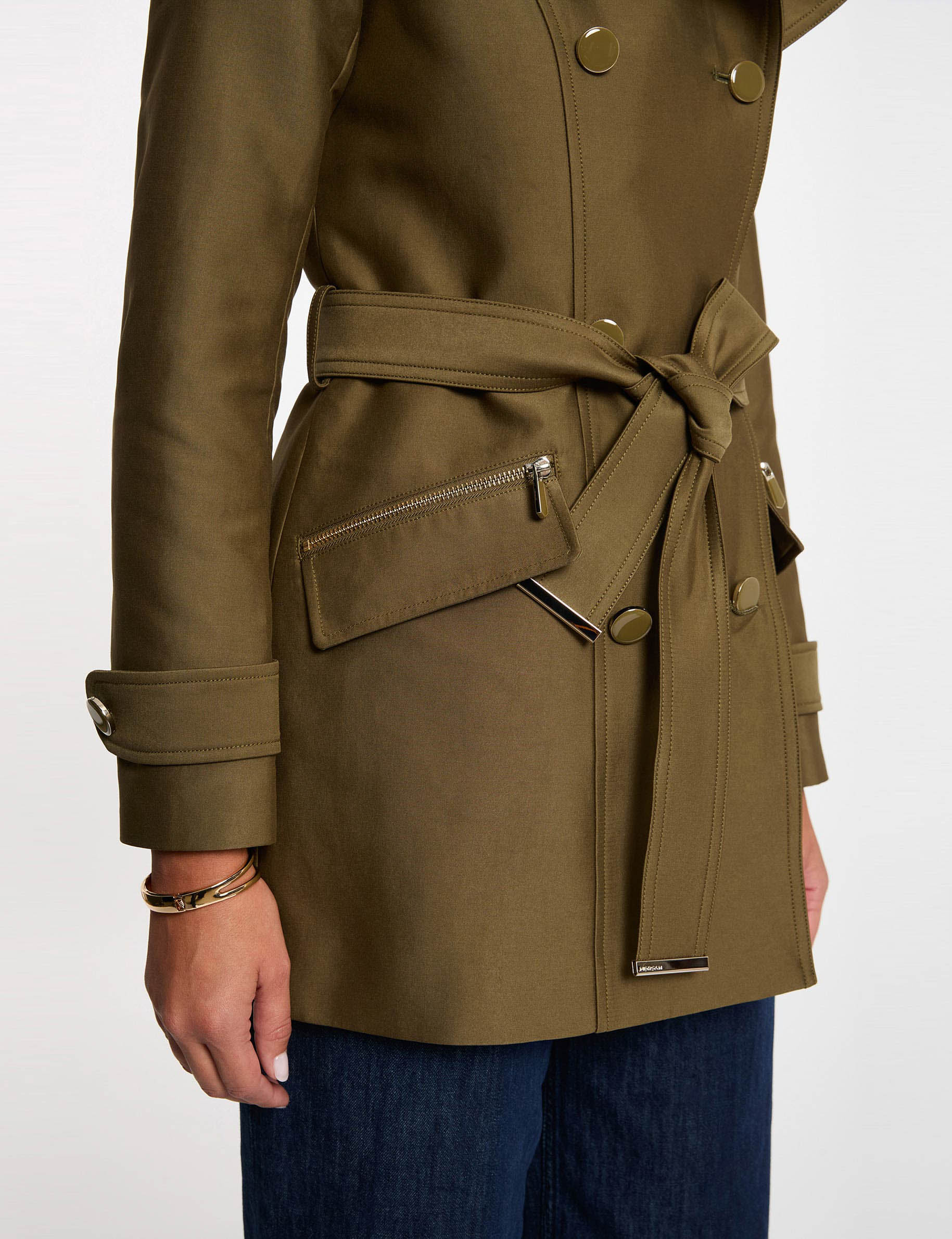 Getailleerde trenchcoat met capuchon brons vrouw