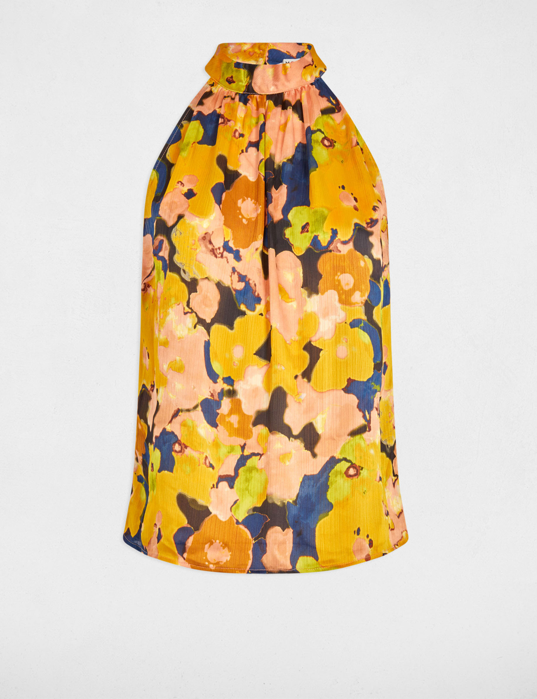 Top fluide col montant multicolore femme
