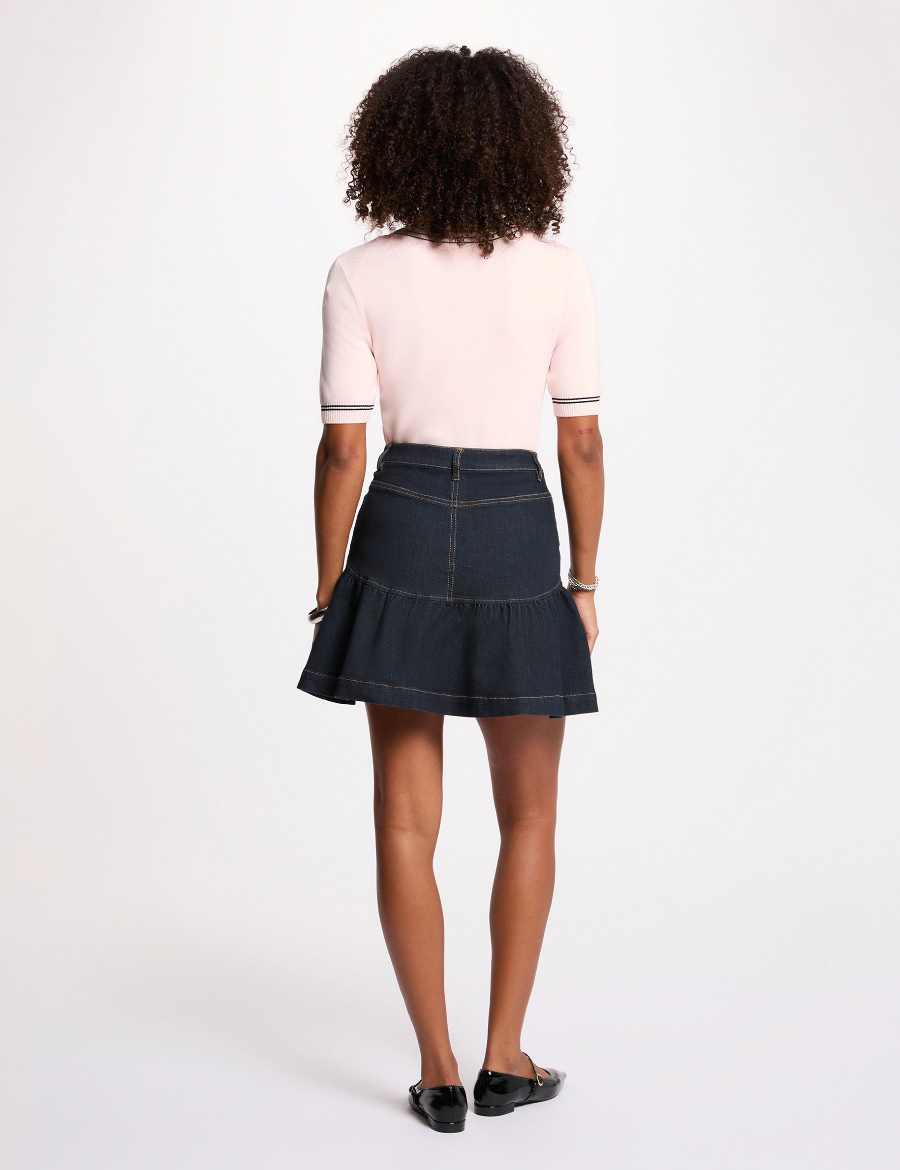 Jupe courte &eacute;vas&eacute;e bleu femme