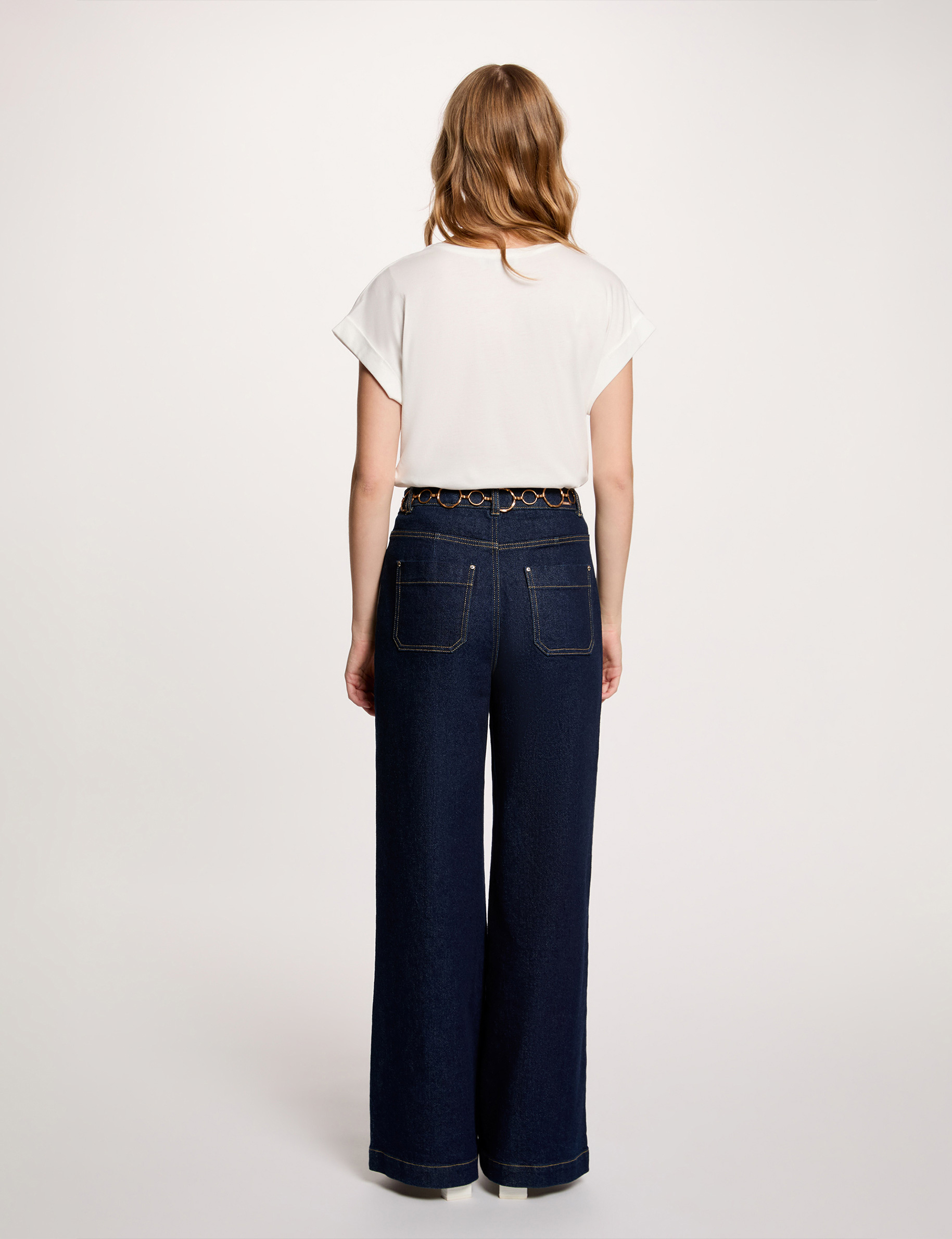 T-shirt ronde hals korte mouwen helder wit vrouw