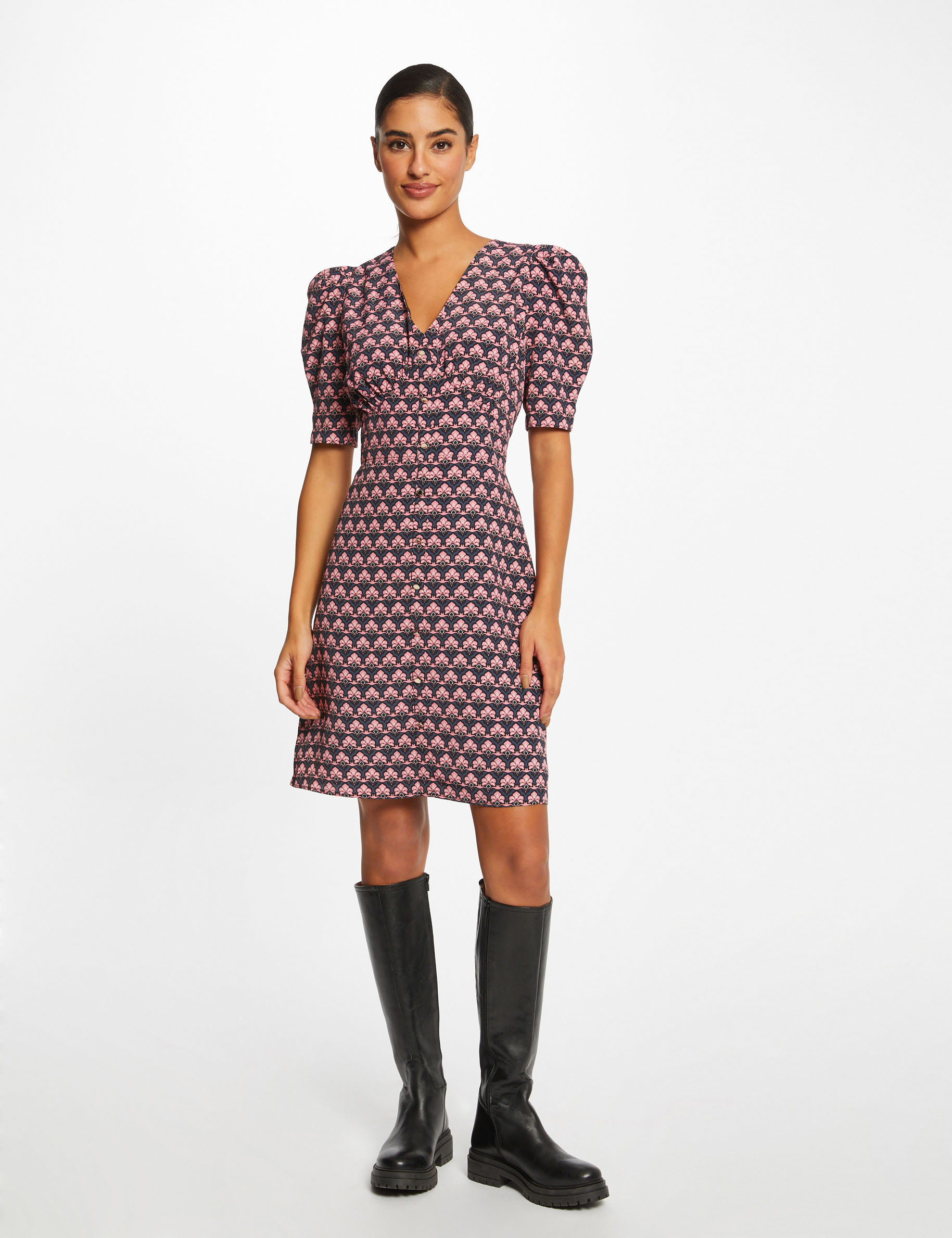 Rechte jurk met abstracte print meerkleurig vrouw