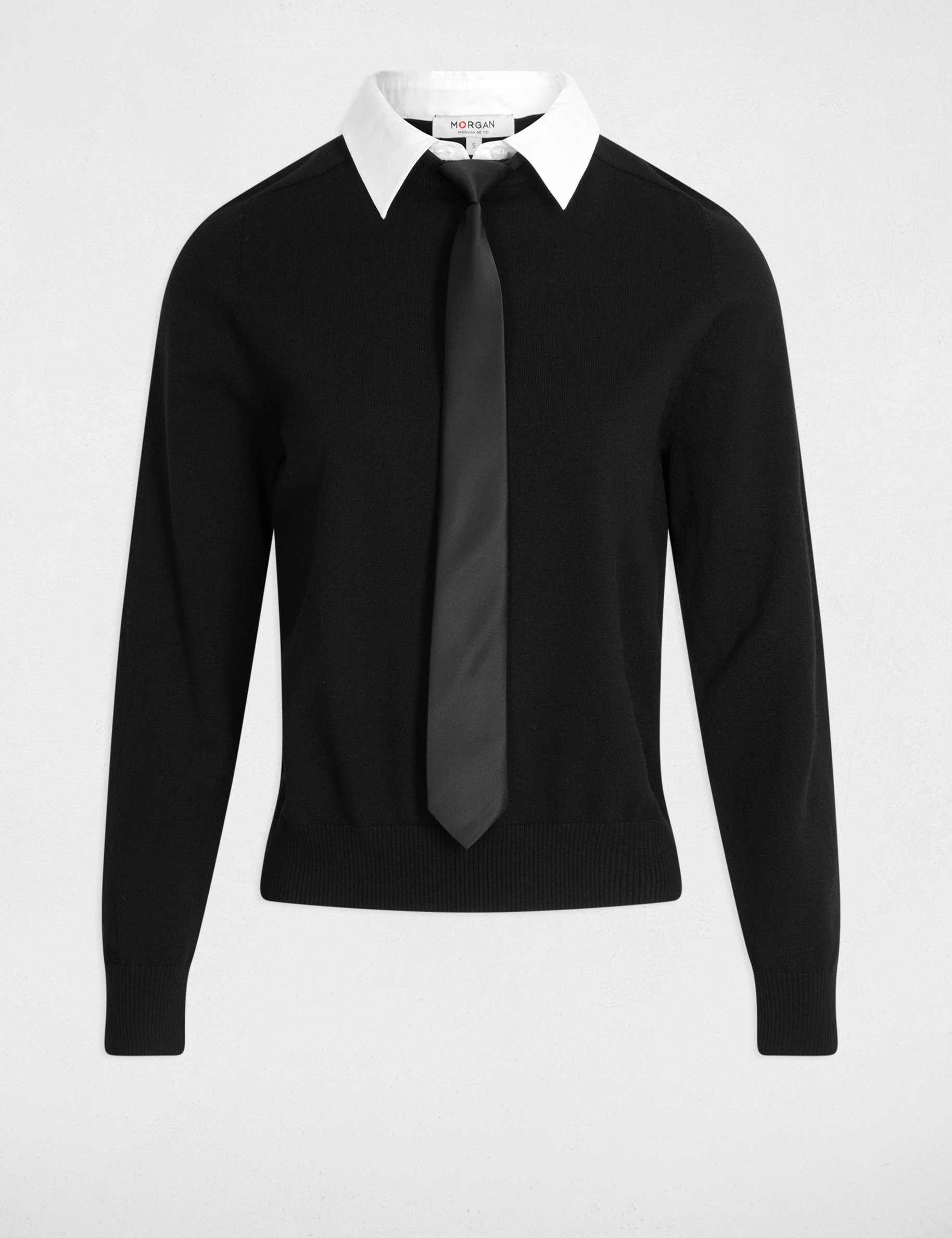 pull col revers noir femme Pull col revers noir femme