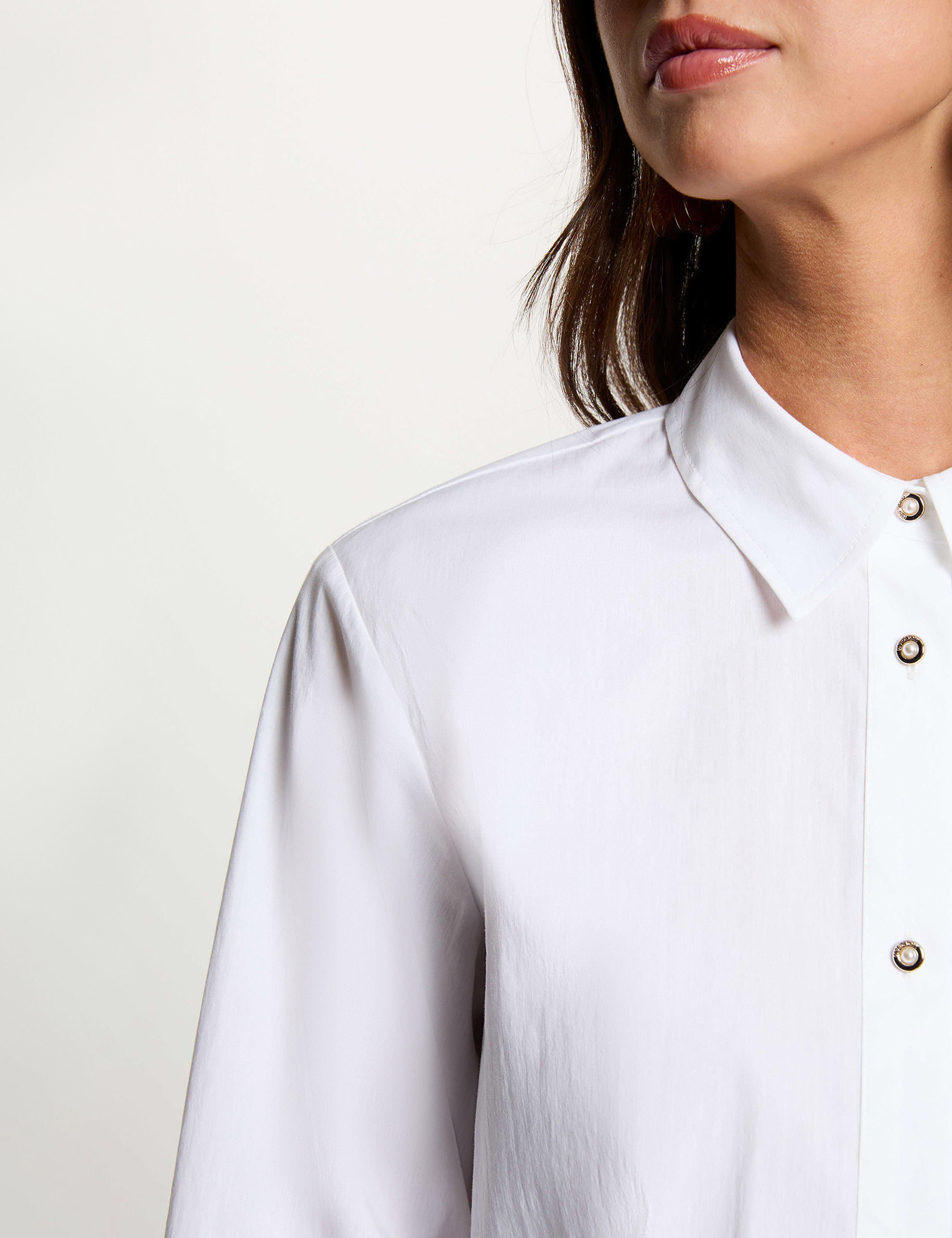 Geborduurde blouse met reverskraag helder wit vrouw