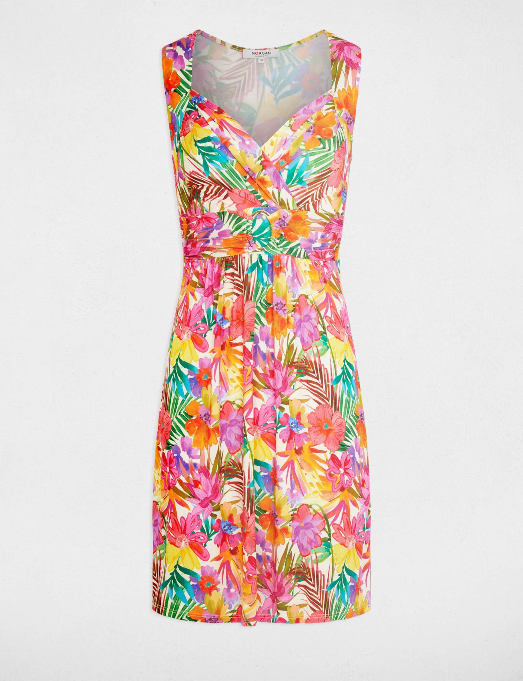 Robe courte col coeur multicolore femme