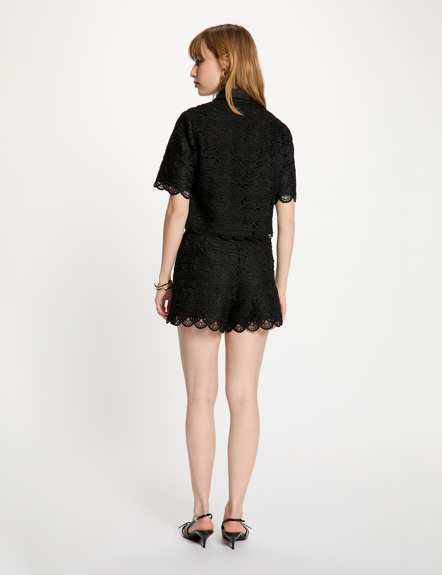 Chemise manches courtes noir femme