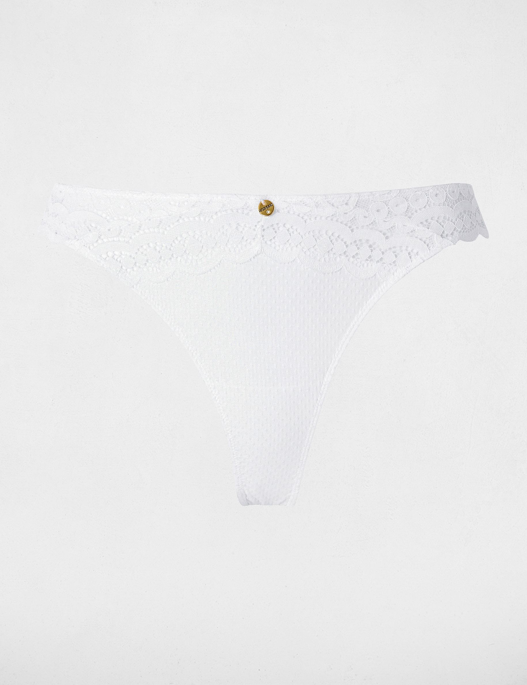 Tanga dentelle taille basse blanc femme