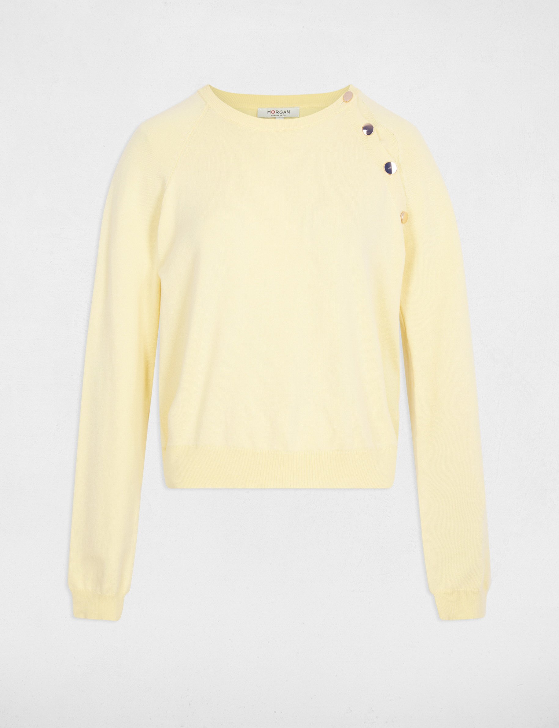 Pull fin ajusté jaune clair femme