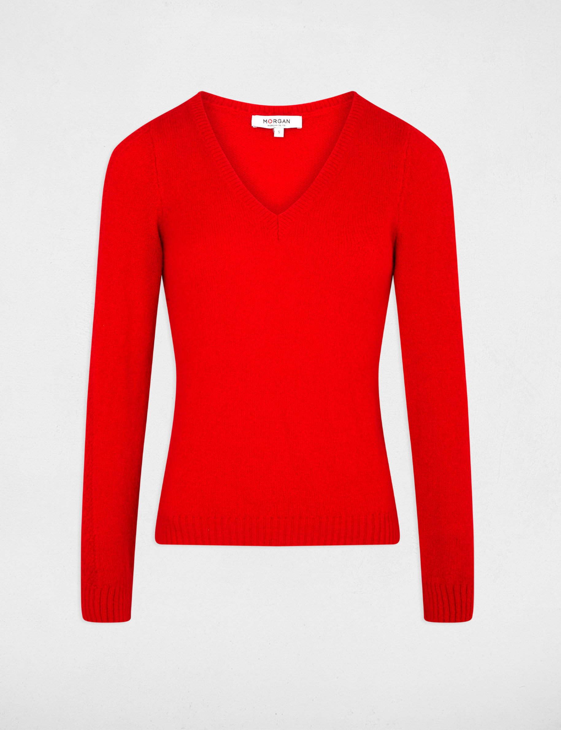 korte trui met v hals rood vrouw Korte trui met V-hals rood vrouw