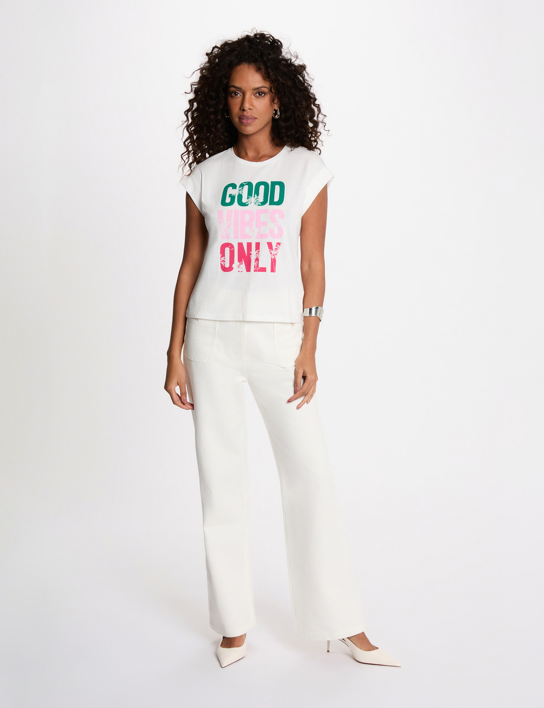 T-shirt manches courtes blanc femme