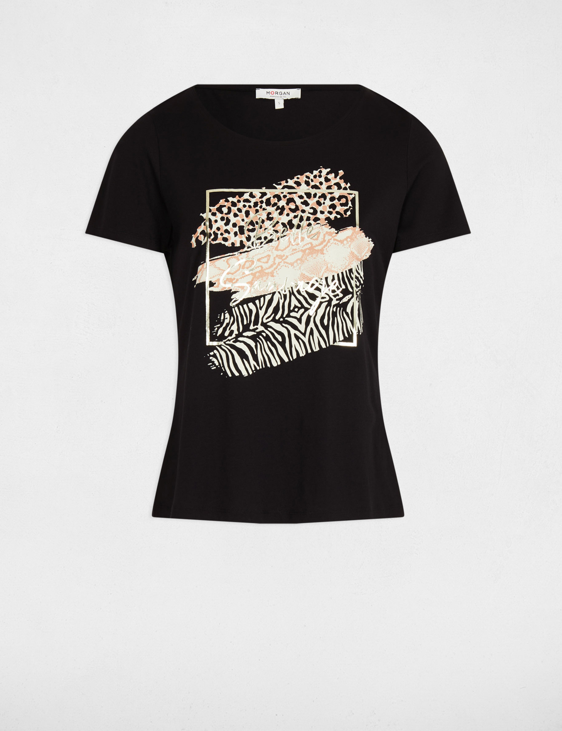 t shirt a inscription noir femme T-shirt à inscription noir femme