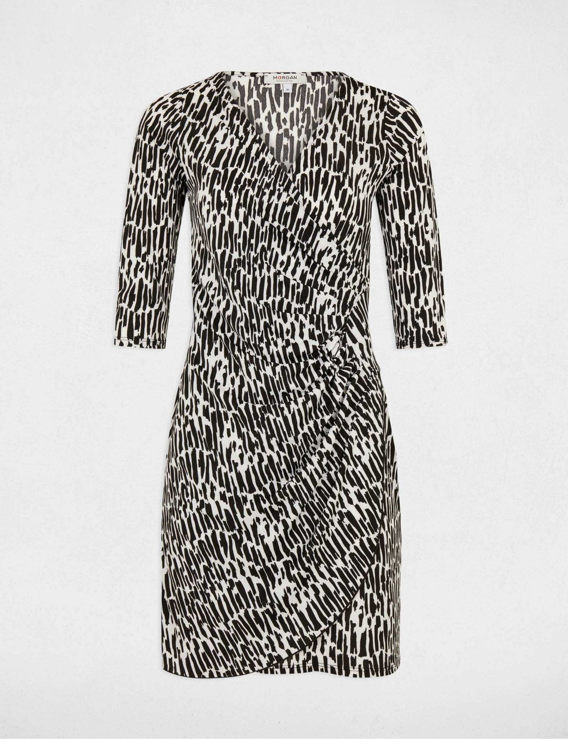 Robe ajustée drapée imprimé abstrait multico femme