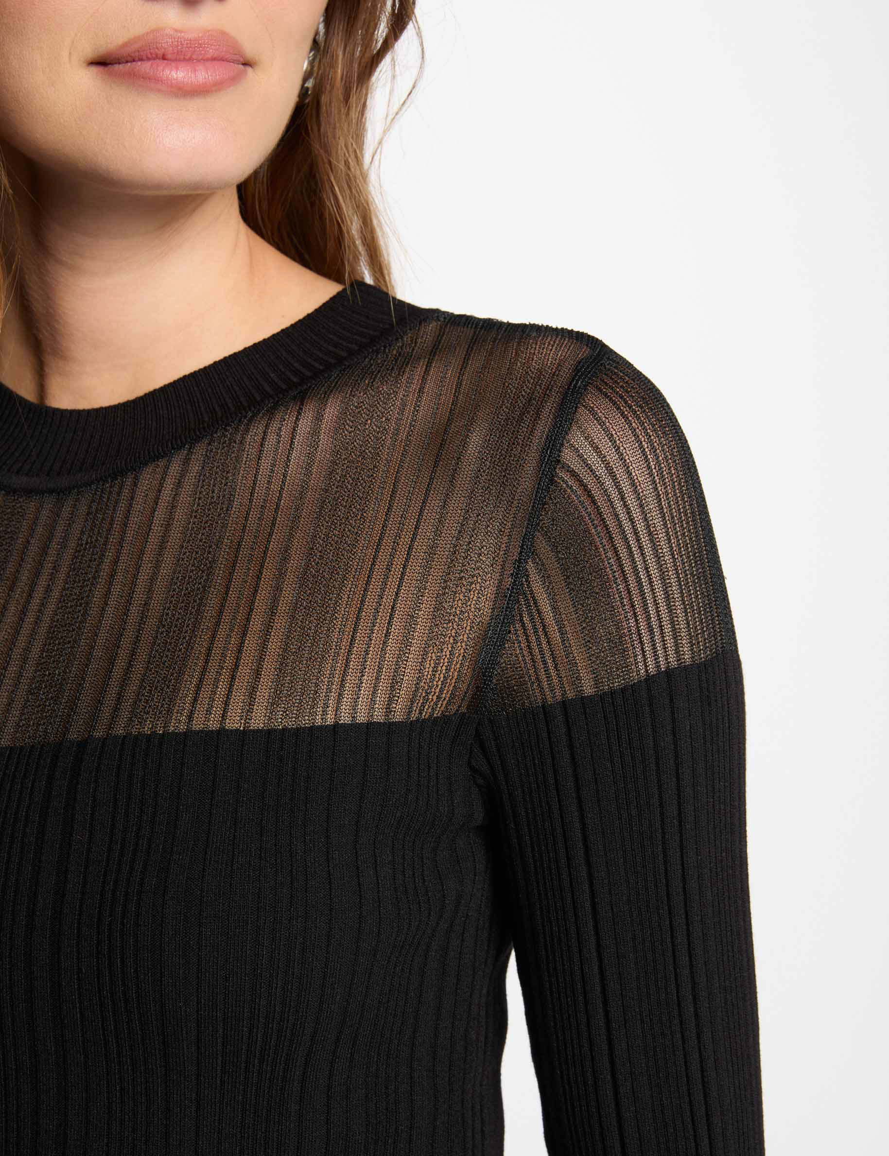 pull manches longues cotele noir femme Pull manches longues côtelé noir femme