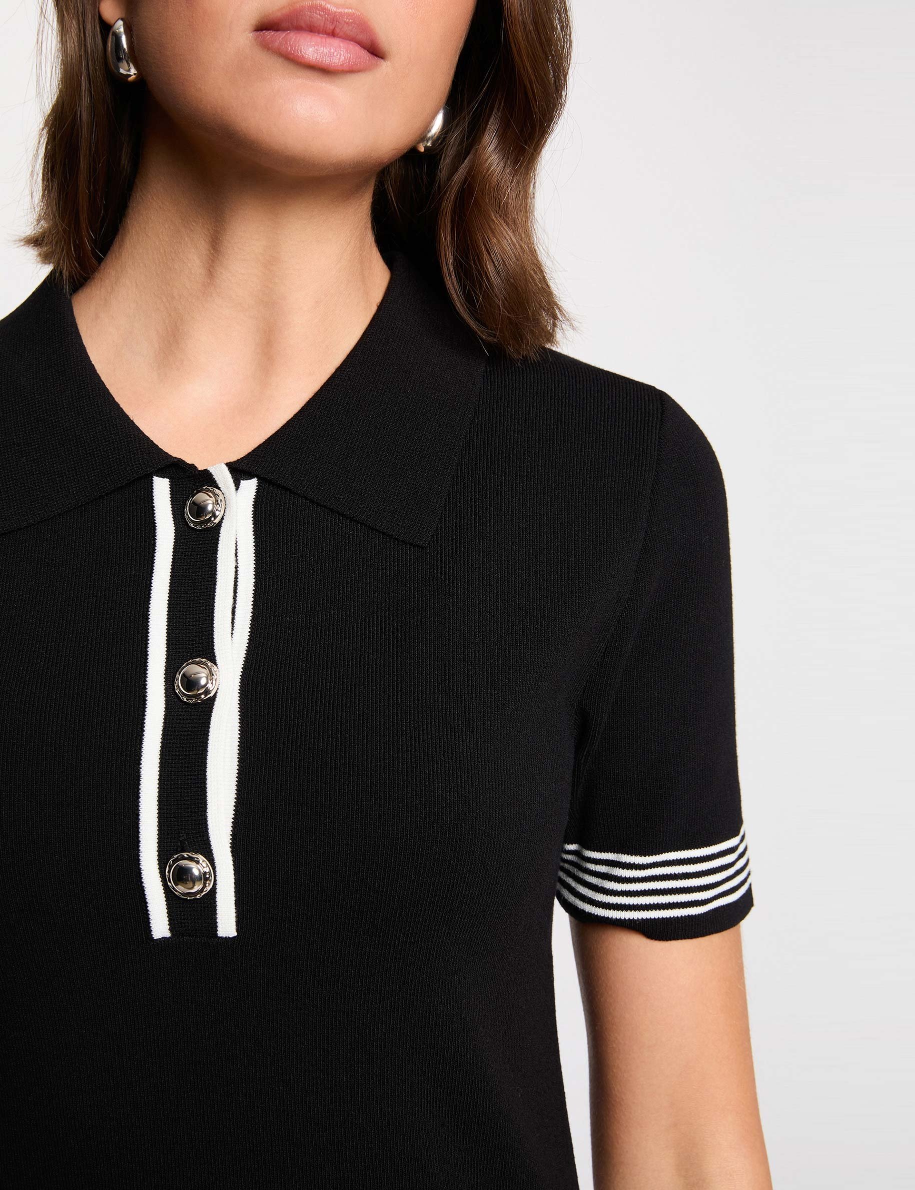 Robe courte col polo noir femme