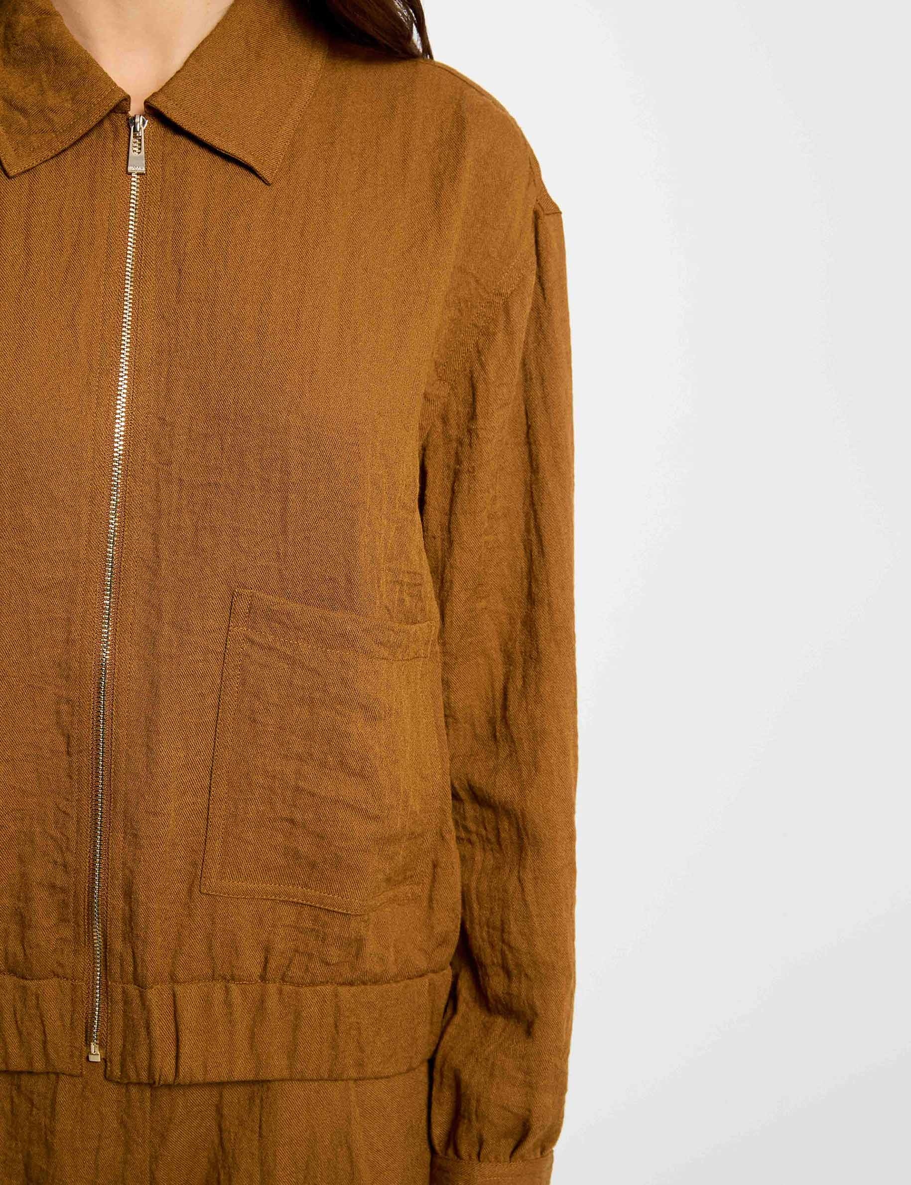 Geplooide oversized jas camel vrouw