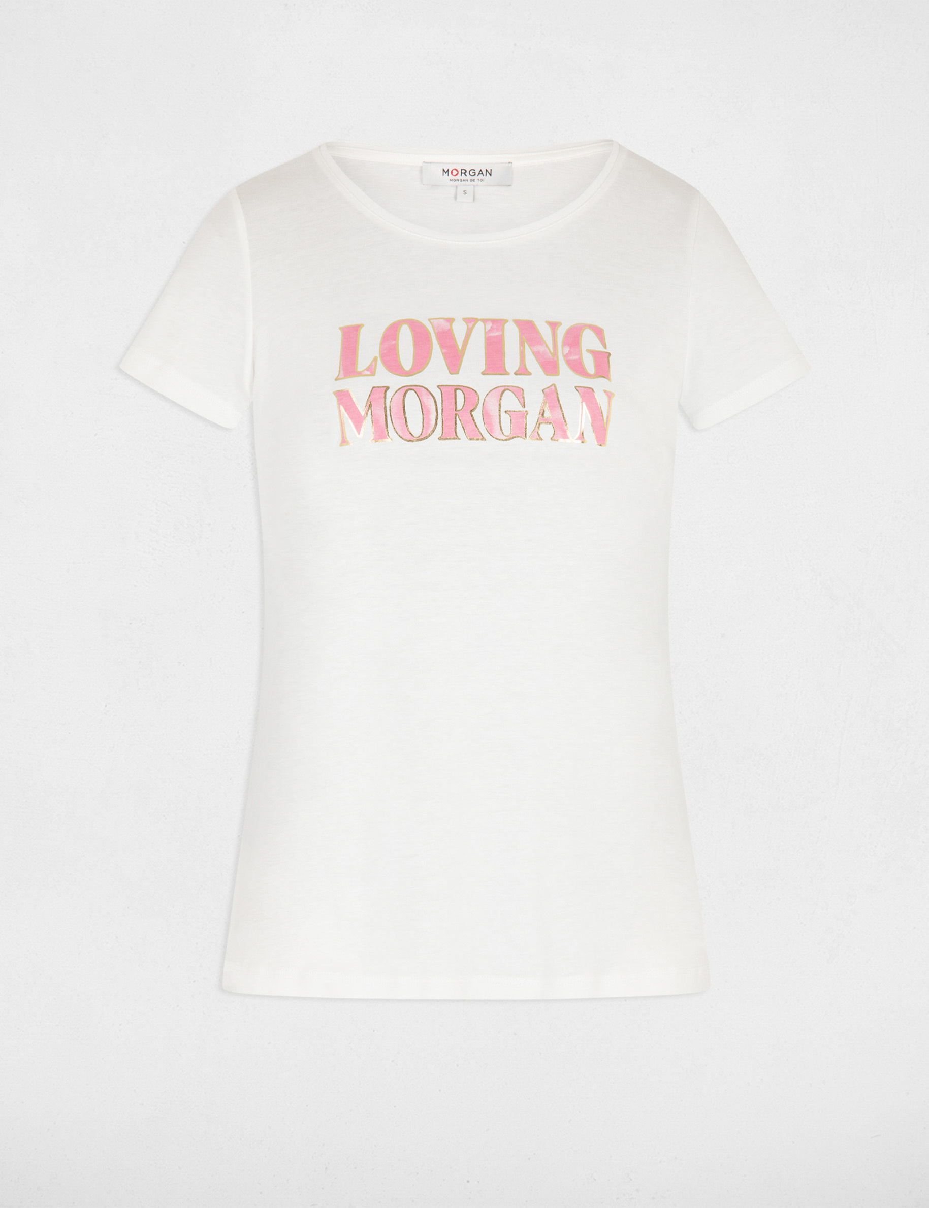 T-shirt met opschrift ecru vrouw