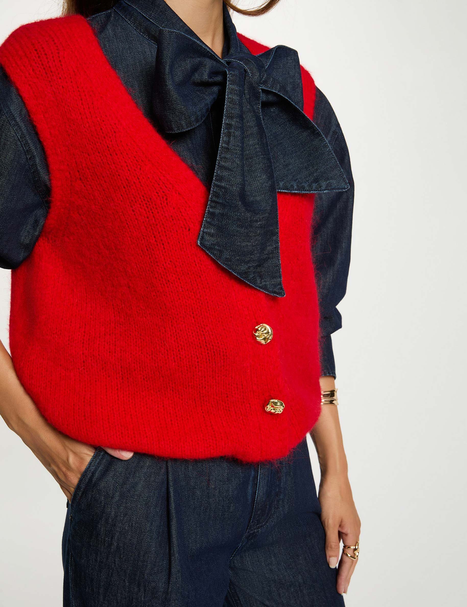 Pull sans manches rouge femme
