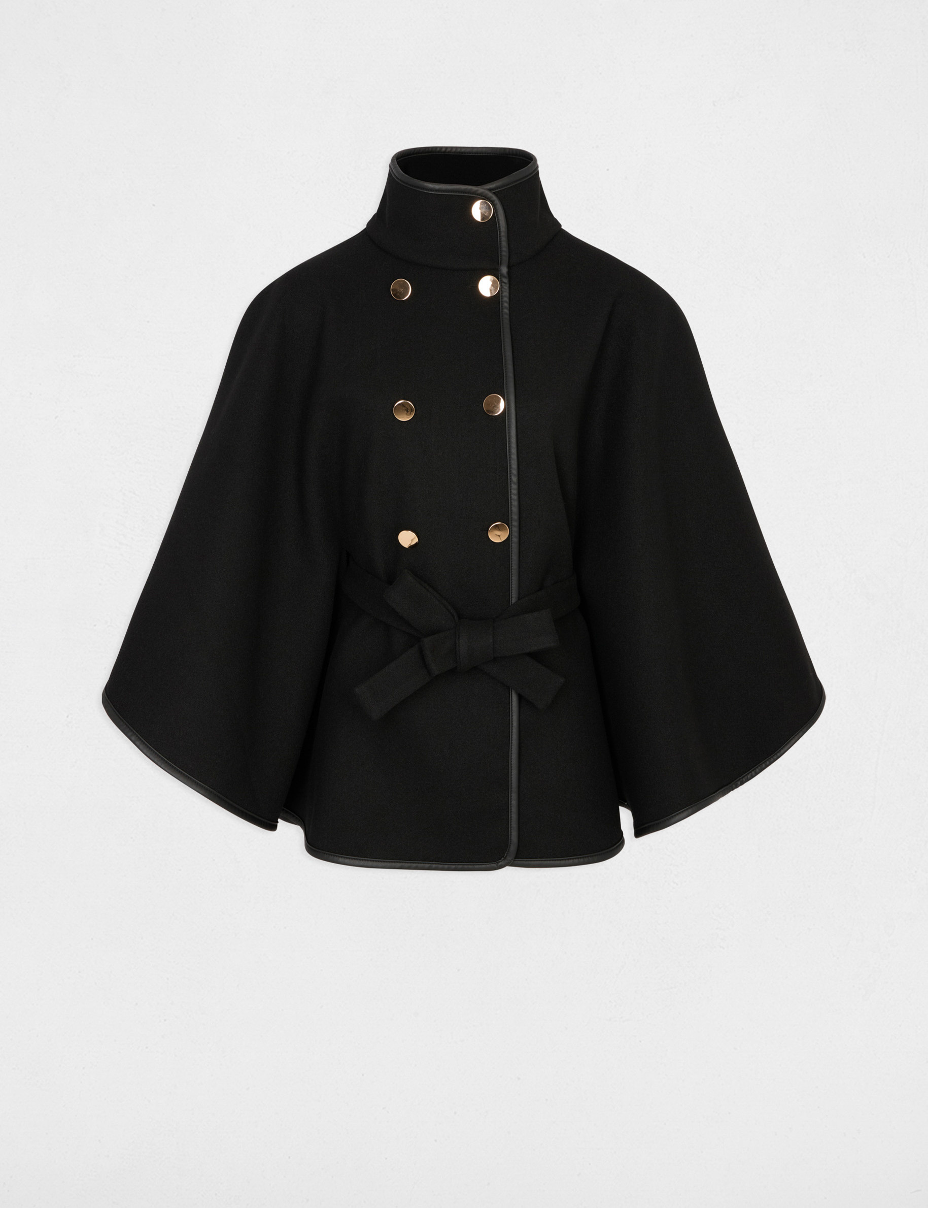 Poncho col montant noir femme