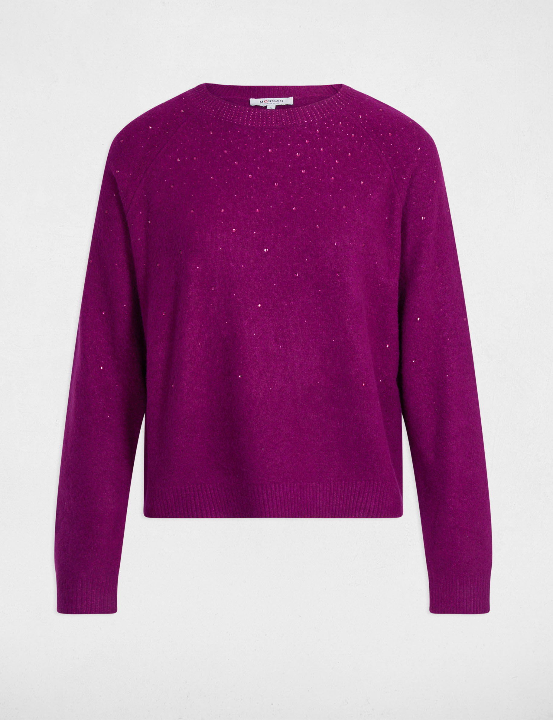 pull ajuste strass violet femme Pull ajusté strass violet femme